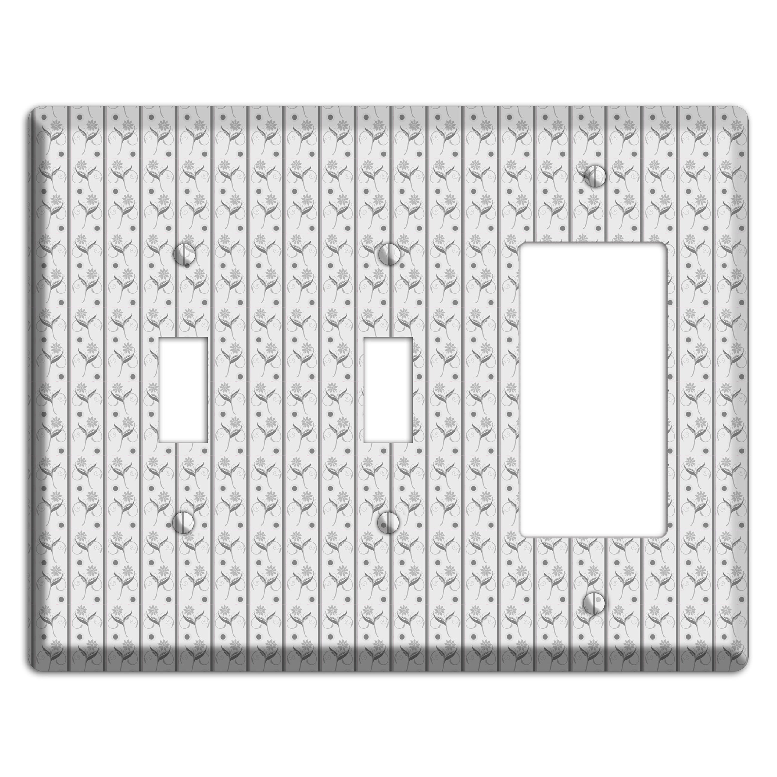 Grey Small Floral Pattern 2 Toggle / Rocker Wallplate