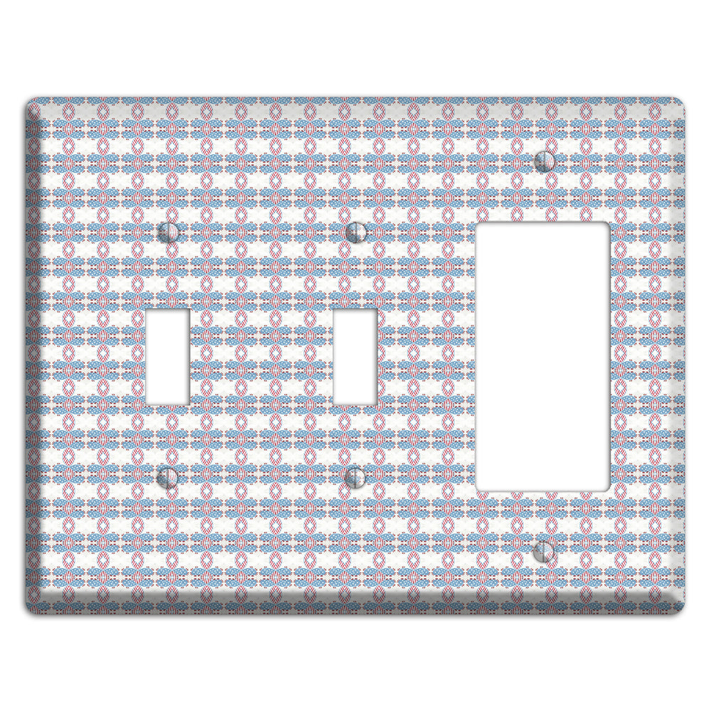 White with Faded Blue and Red Tapestry 2 Toggle / Rocker Wallplate