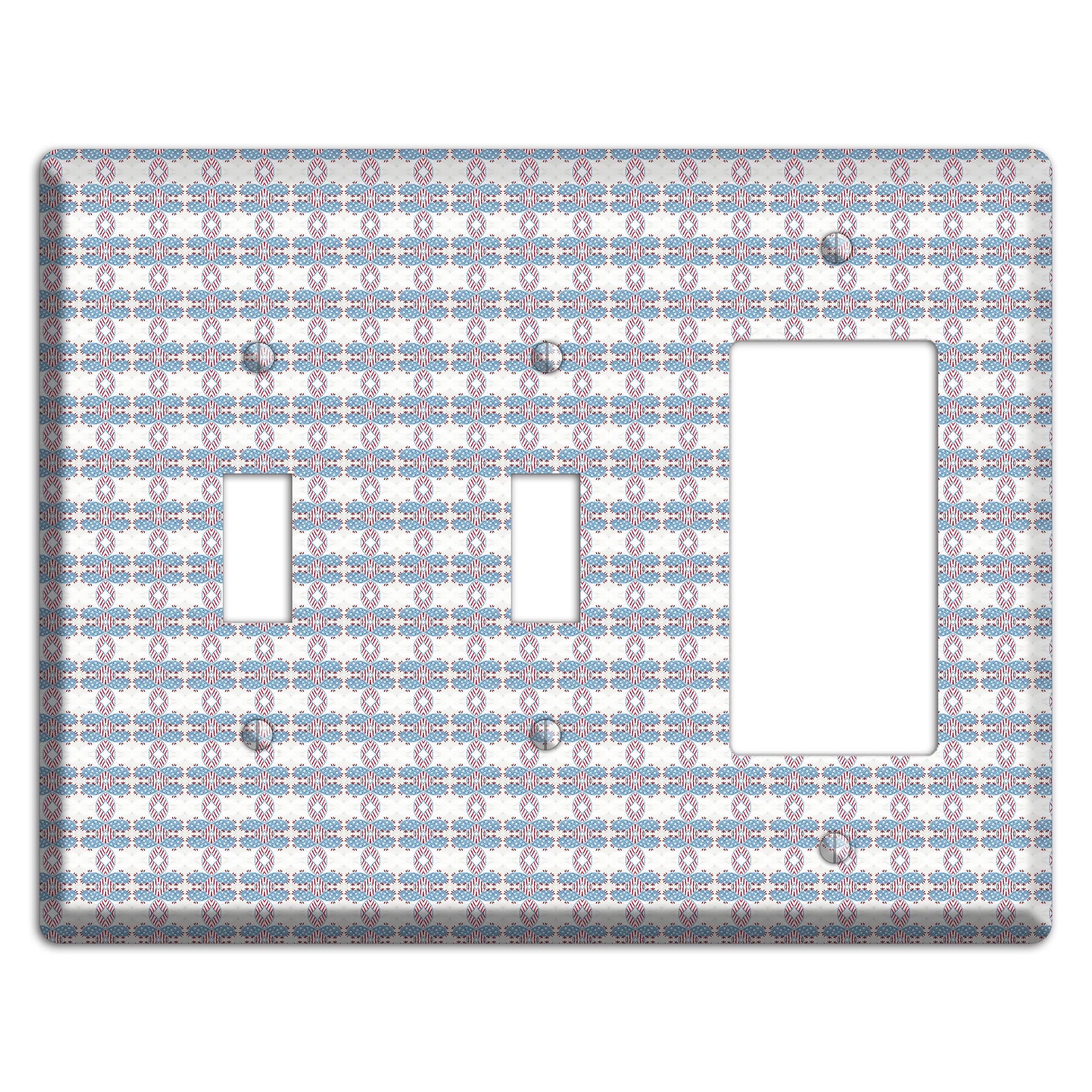 White with Faded Blue and Red Tapestry 2 Toggle / Rocker Wallplate