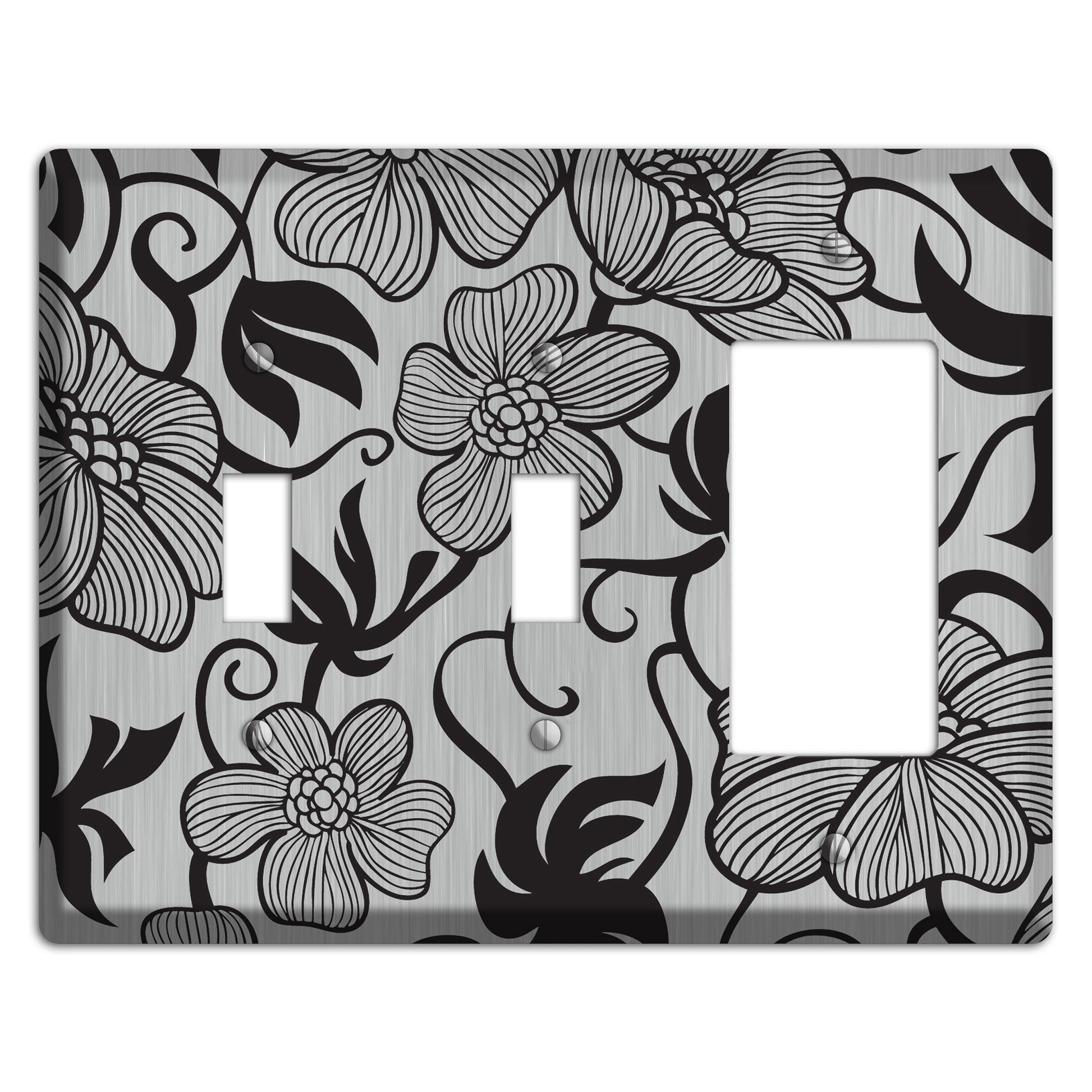 Stainless with Black Tropical 2 Toggle / Rocker Wallplate