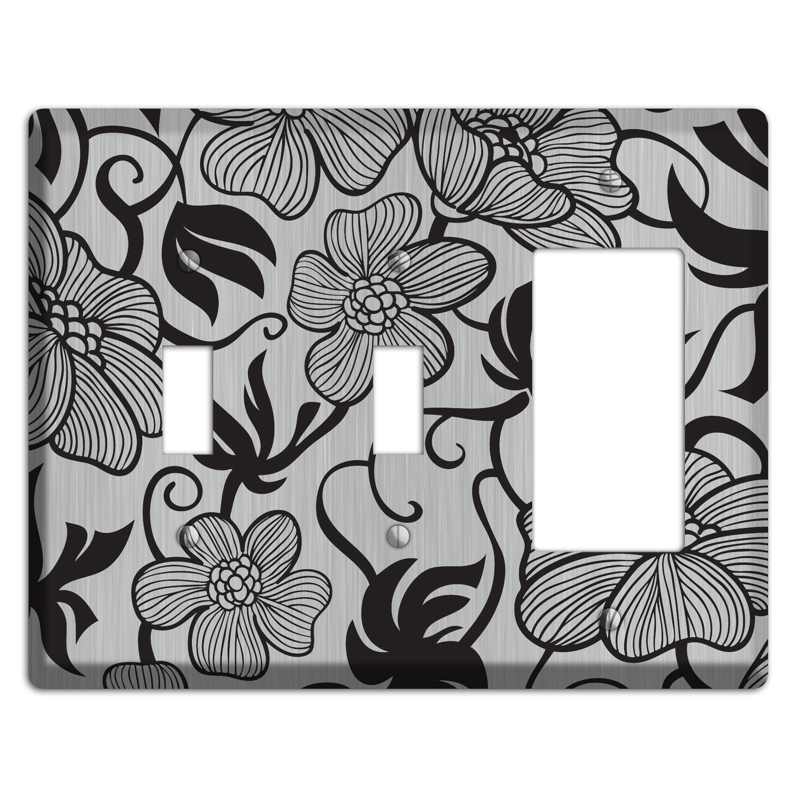 Stainless with Black Tropical 2 Toggle / Rocker Wallplate