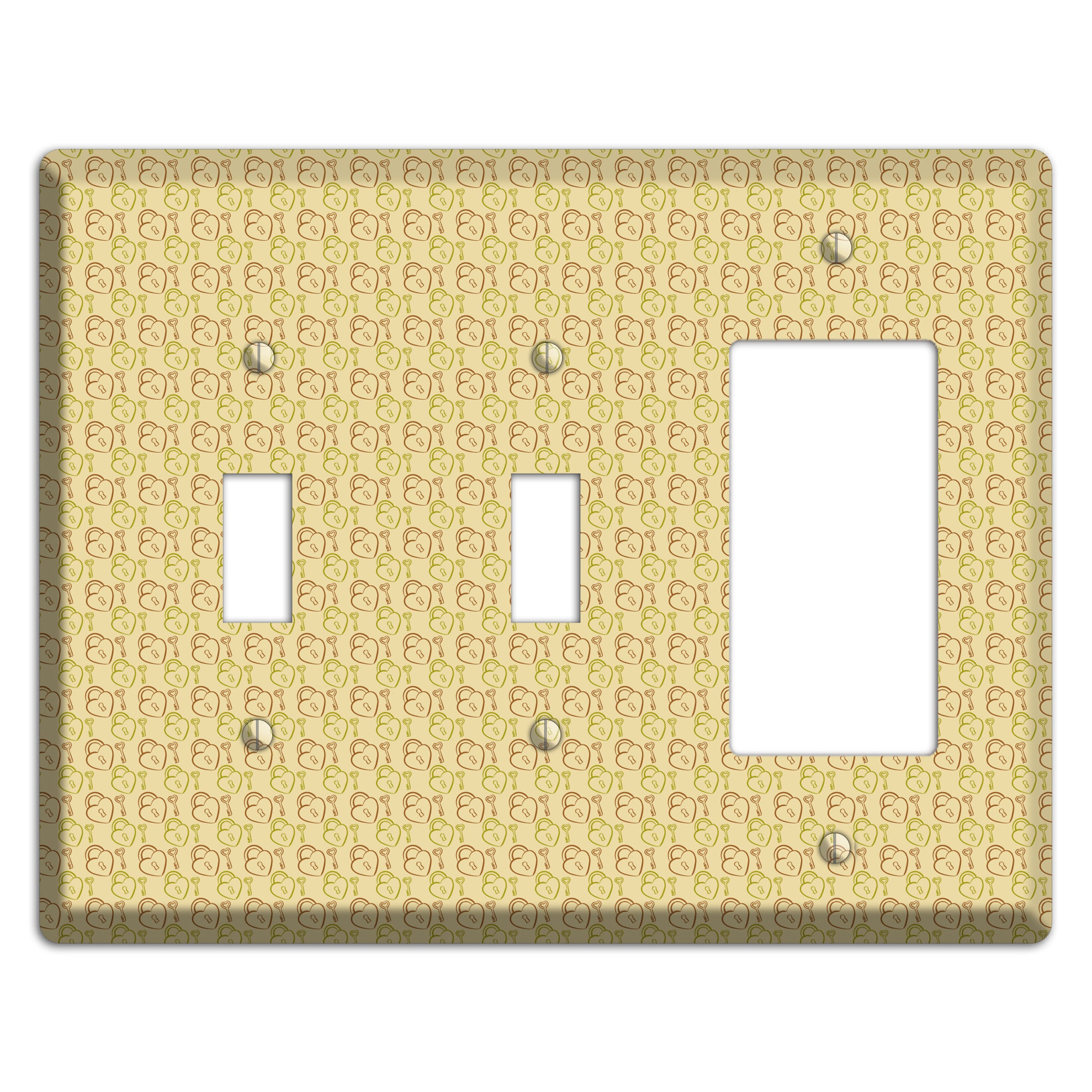Heart Padlock with Key 2 Toggle / Rocker Wallplate