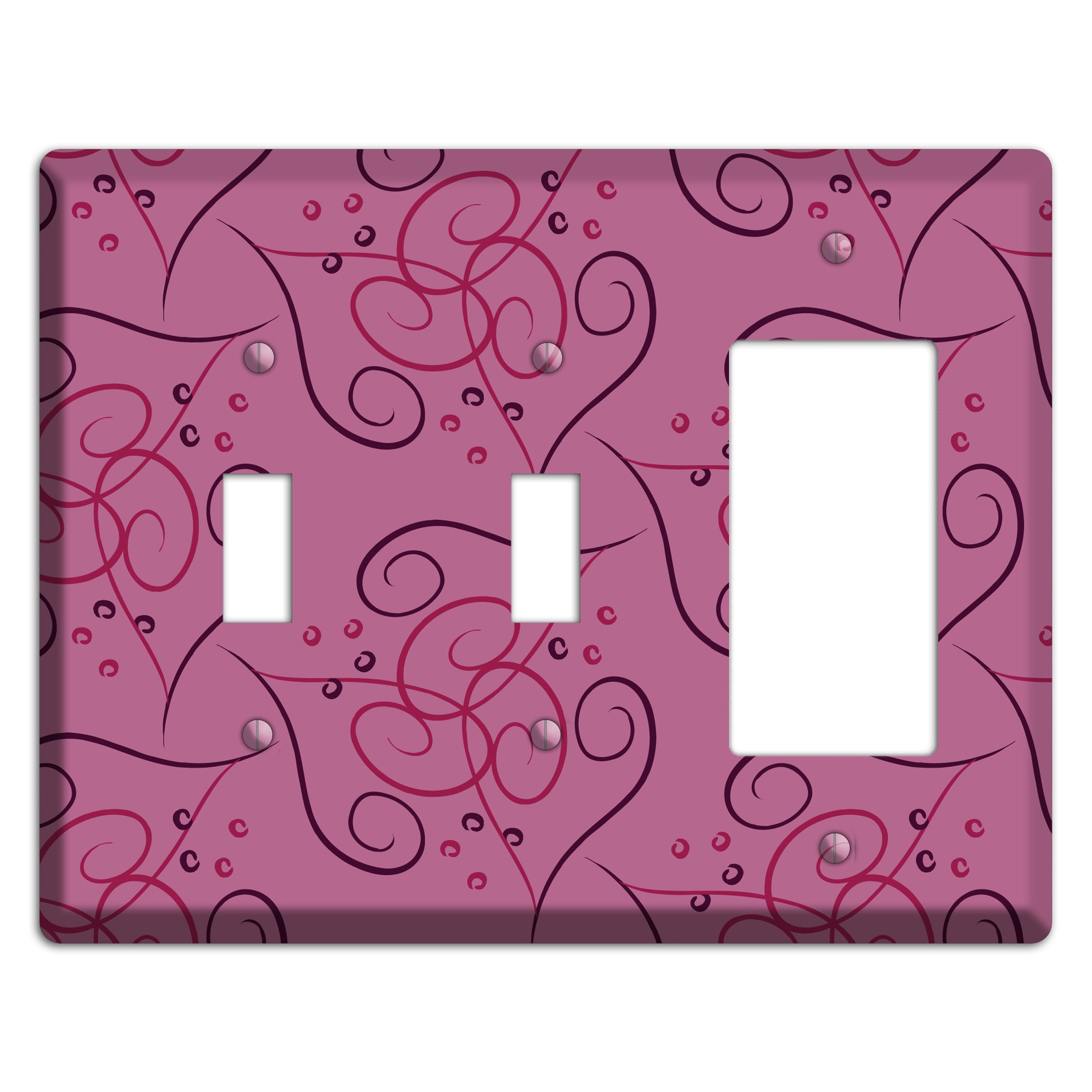 Pink Scroll Hearts 2 Toggle / Rocker Wallplate