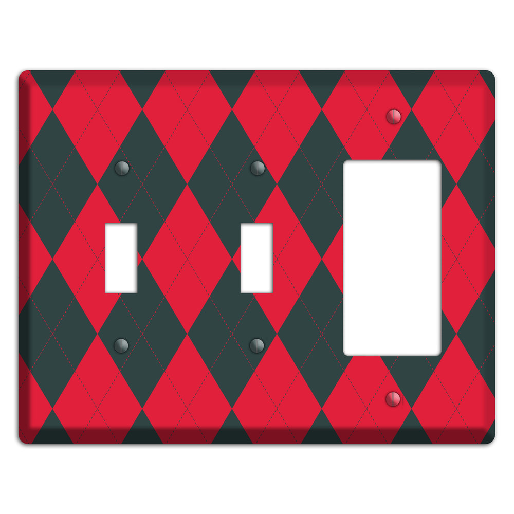 Red and Black Argyle 2 Toggle / Rocker Wallplate