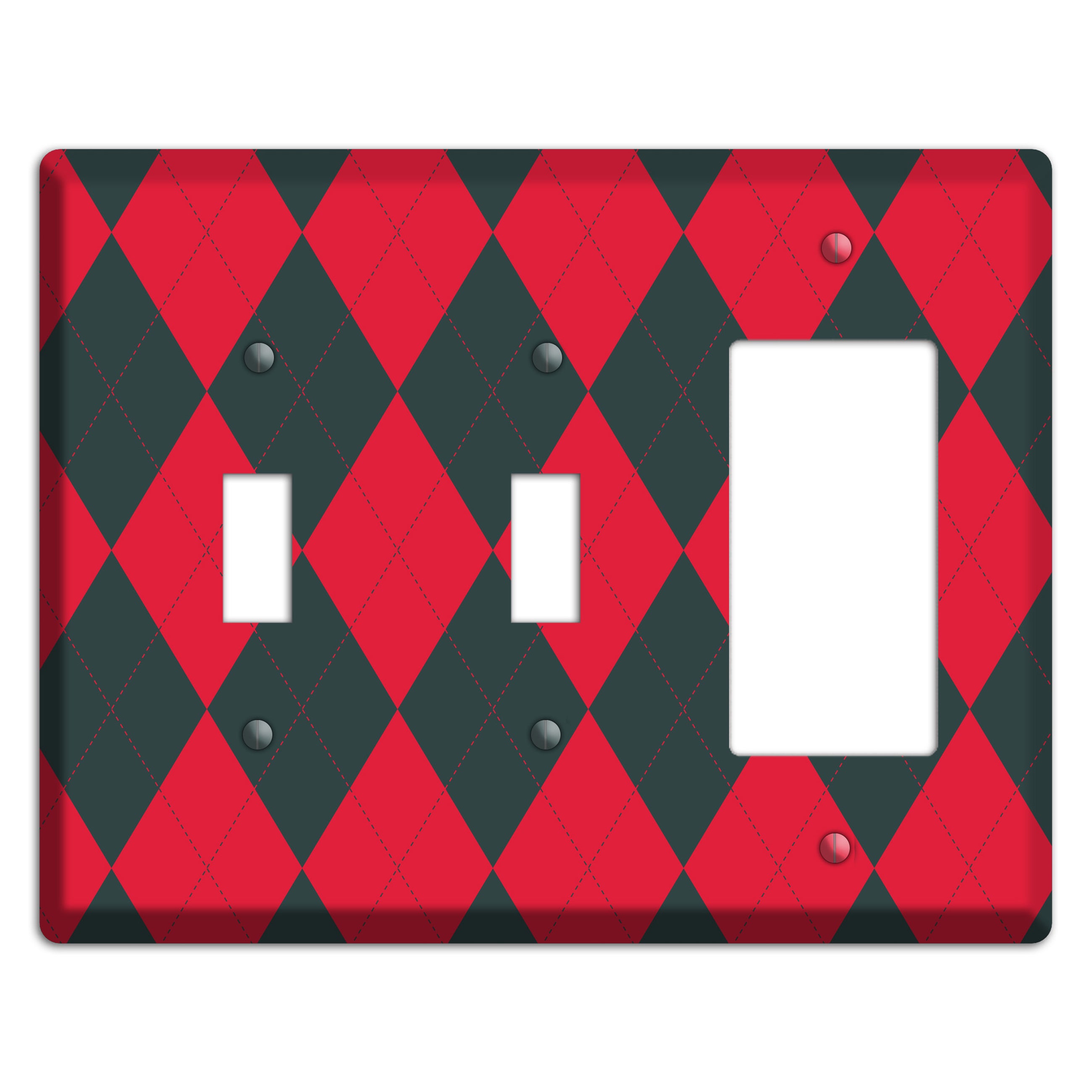 Red and Black Argyle 2 Toggle / Rocker Wallplate