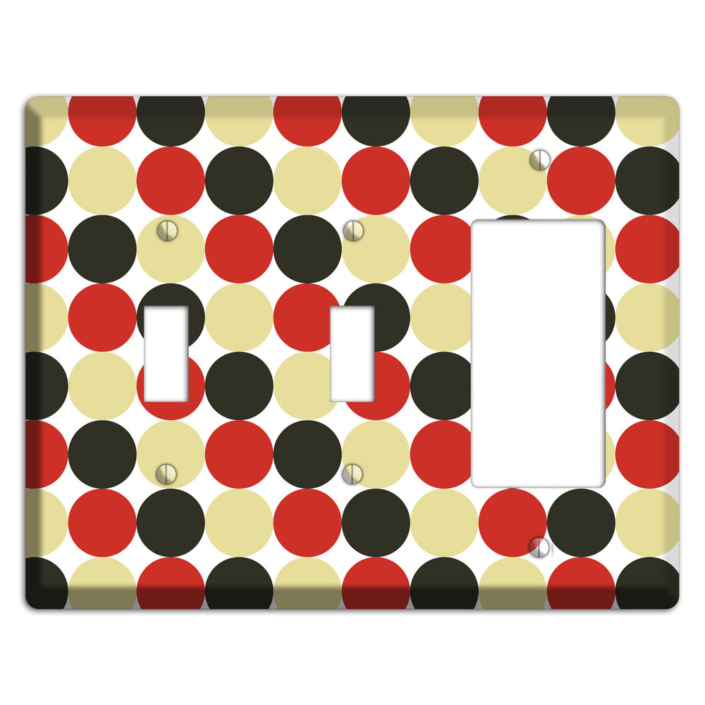Beige Red Black Tiled Dots 2 Toggle / Rocker Wallplate