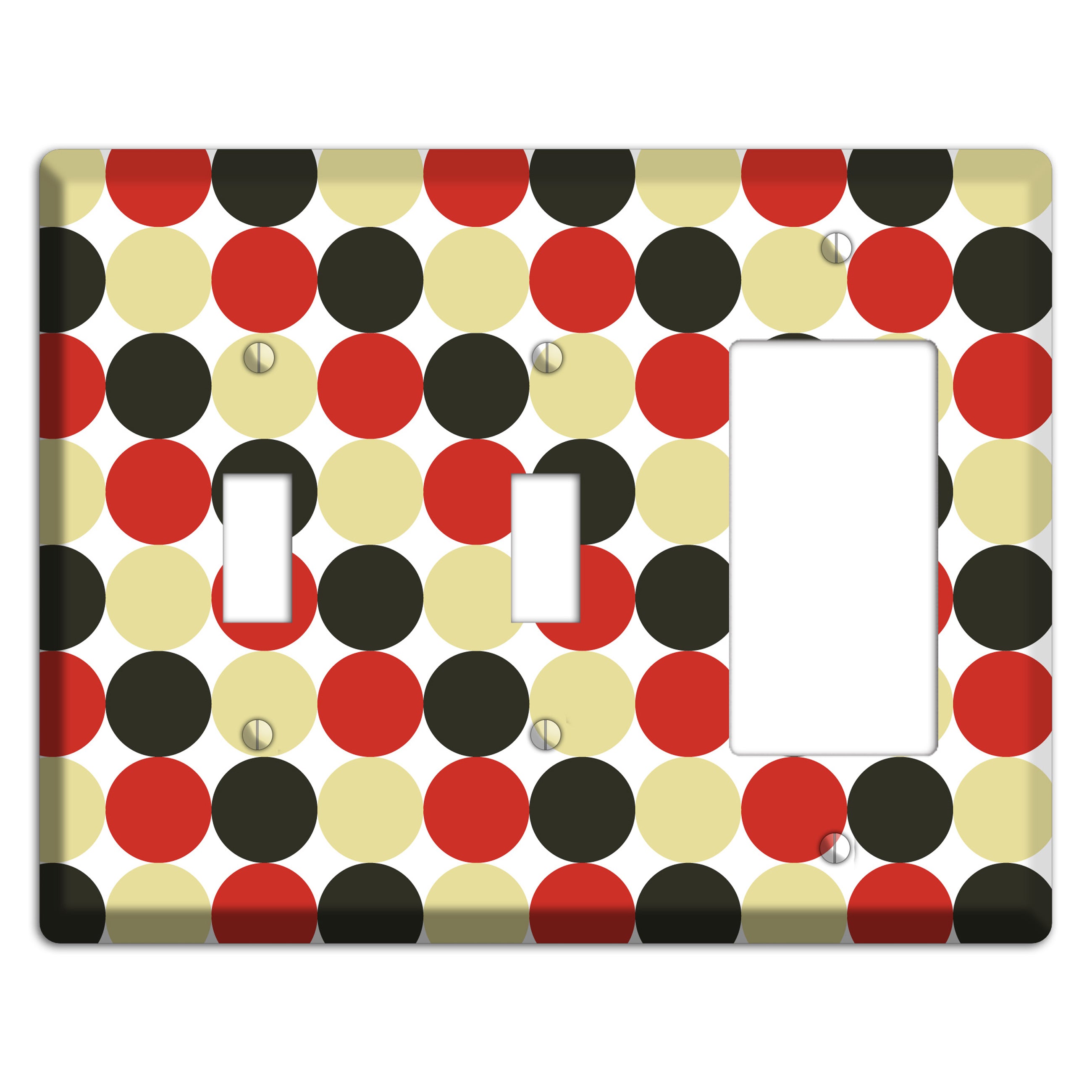 Beige Red Black Tiled Dots 2 Toggle / Rocker Wallplate