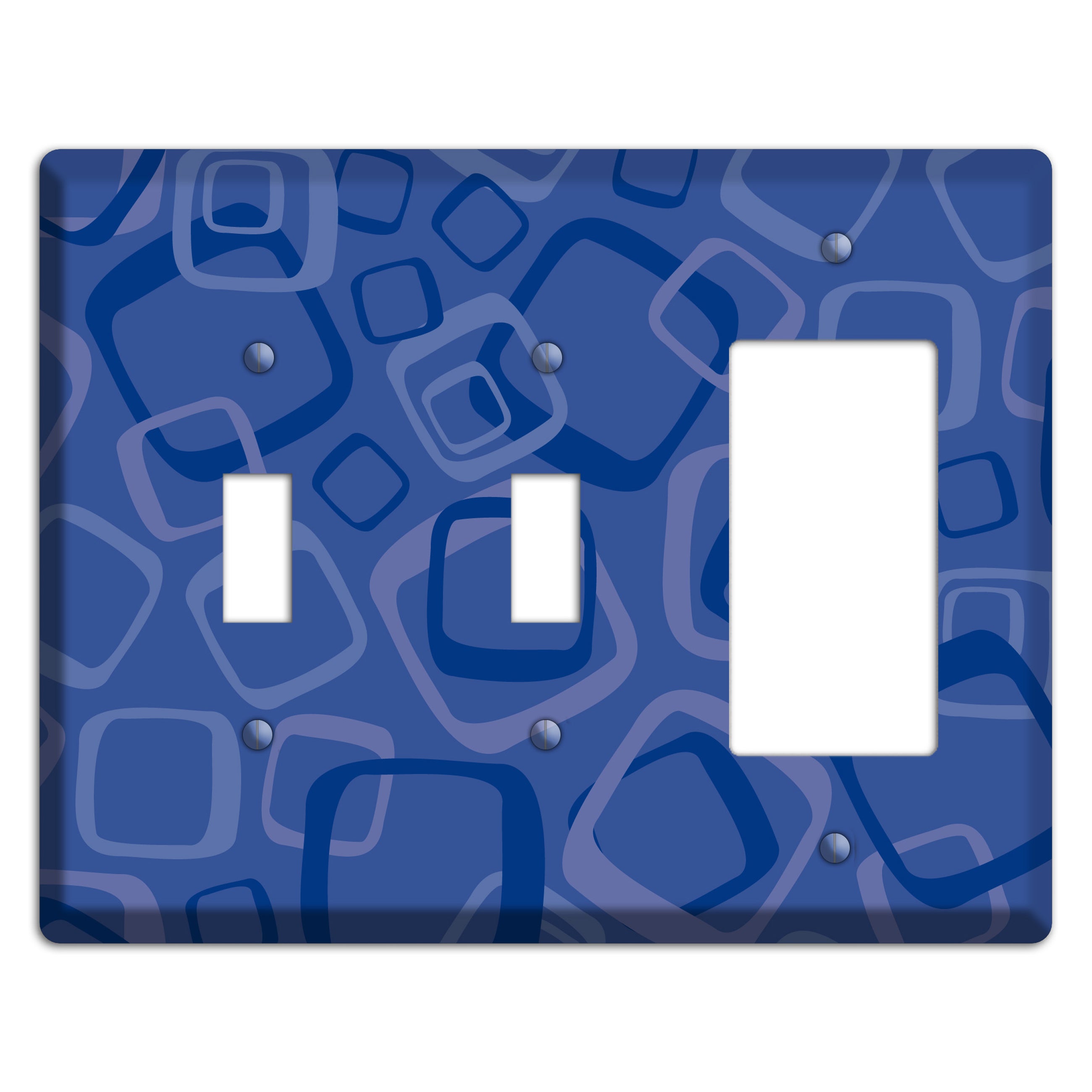 Multi Blue Random Retro Squares 2 Toggle / Rocker Wallplate