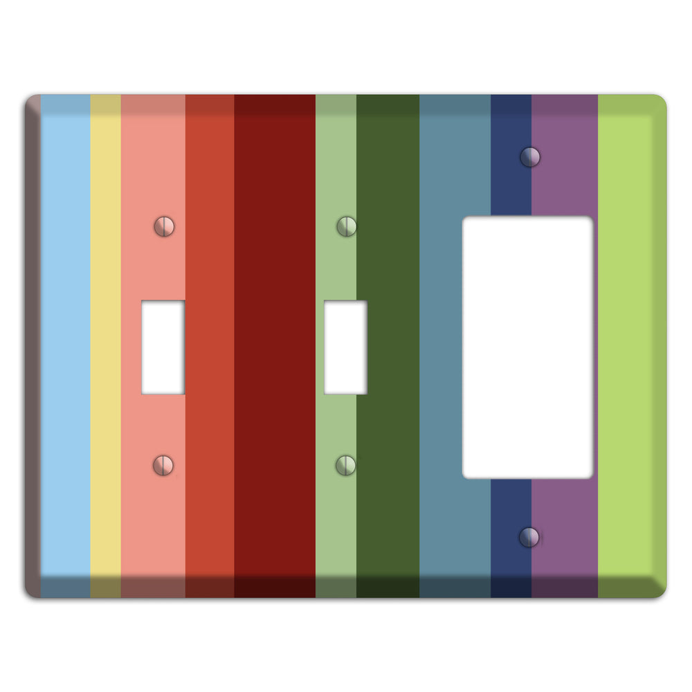 Multi Pastel Vertical Stripe 2 Toggle / Rocker Wallplate