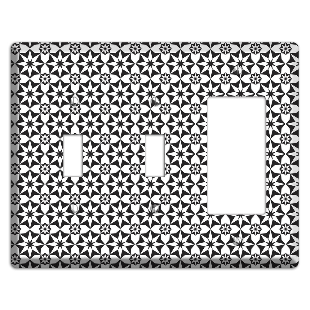 White with Black Foulard 2 2 Toggle / Rocker Wallplate