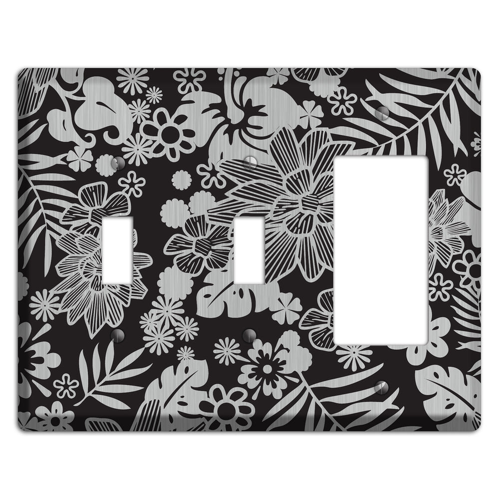Black with Stainless Steel Tropical 2 Toggle / Rocker Wallplate