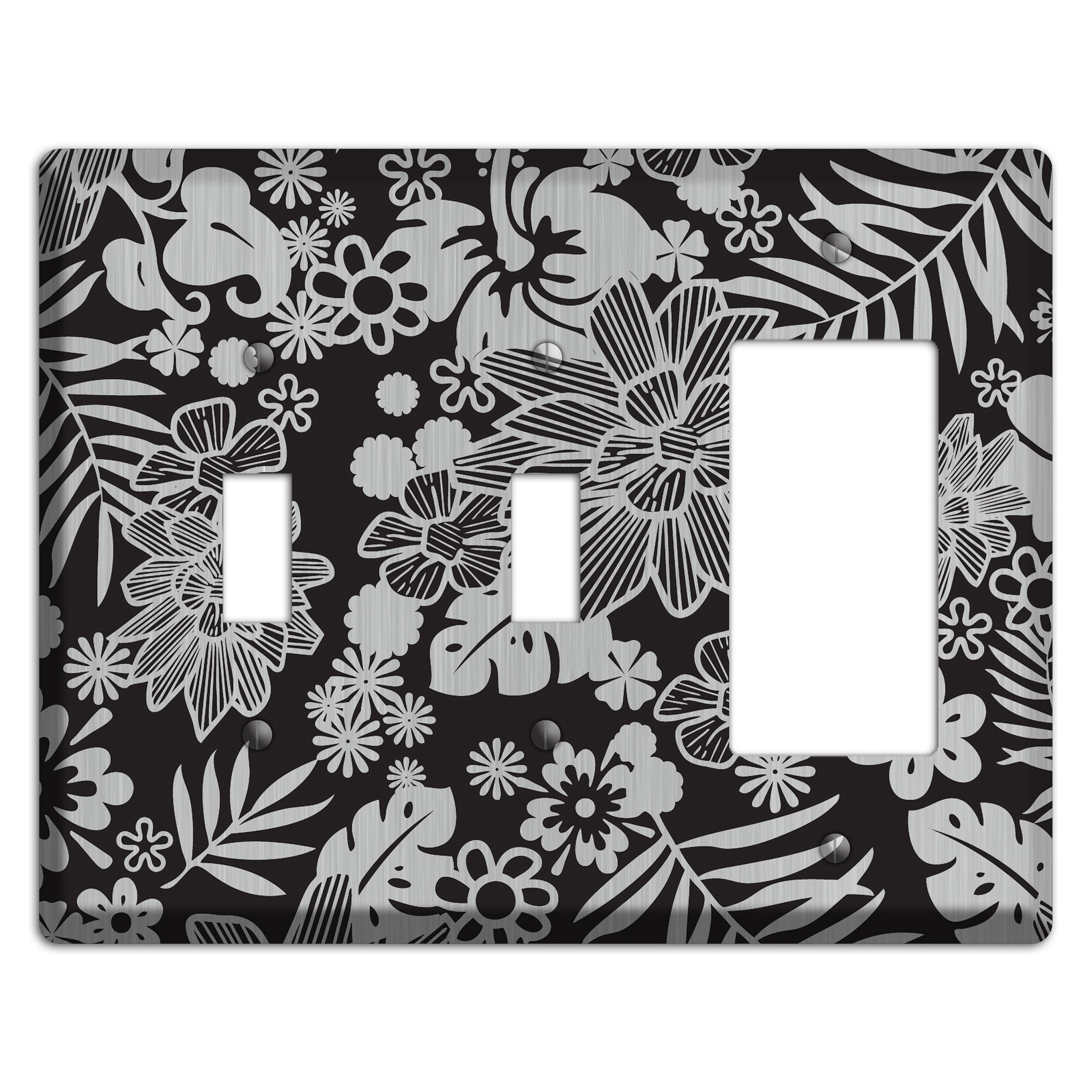Black with Stainless Tropical 2 Toggle / Rocker Wallplate