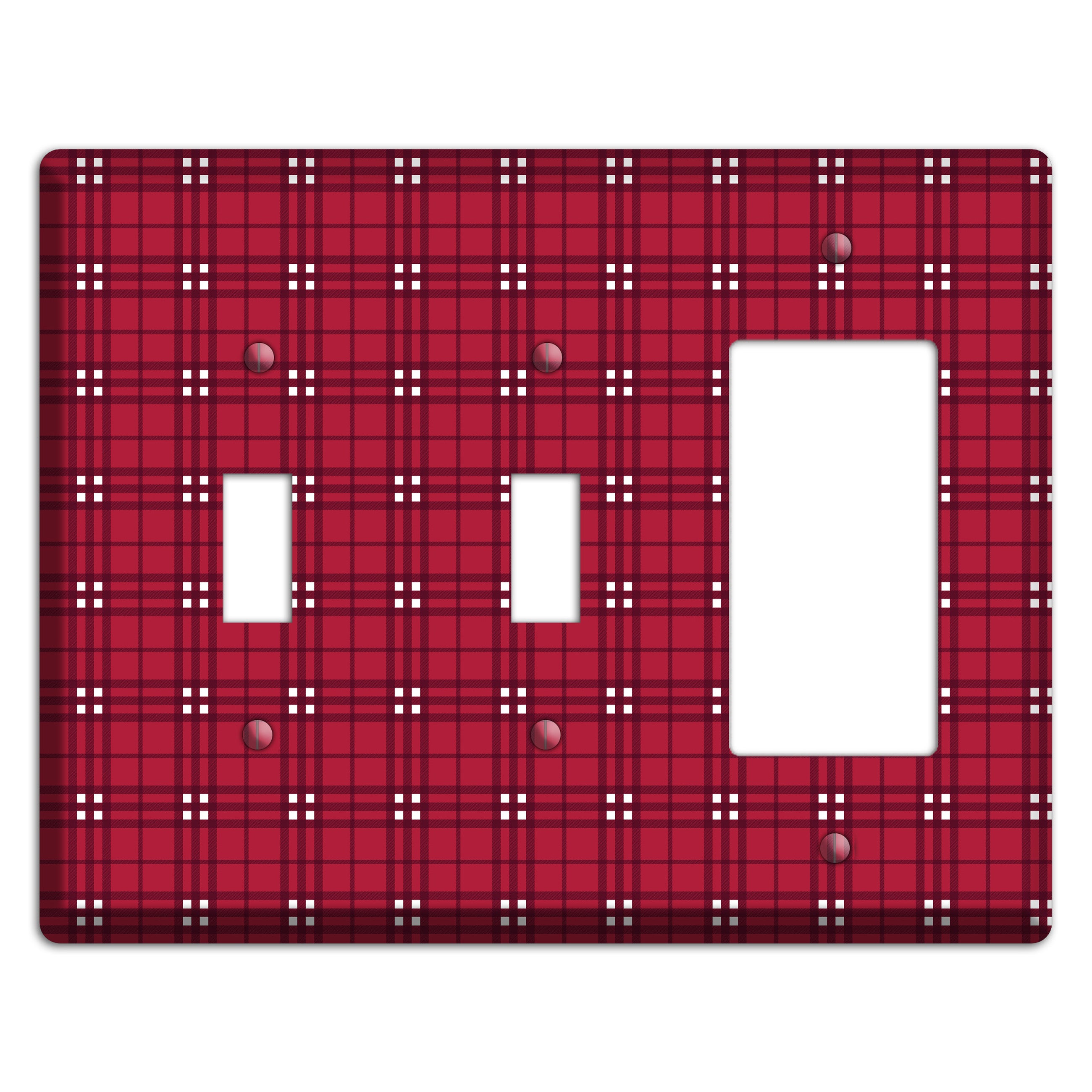 Red and White Plaid 2 Toggle / Rocker Wallplate