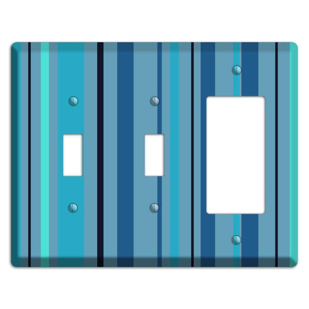 Multi Turquoise Vertical Stripe 2 Toggle / Rocker Wallplate