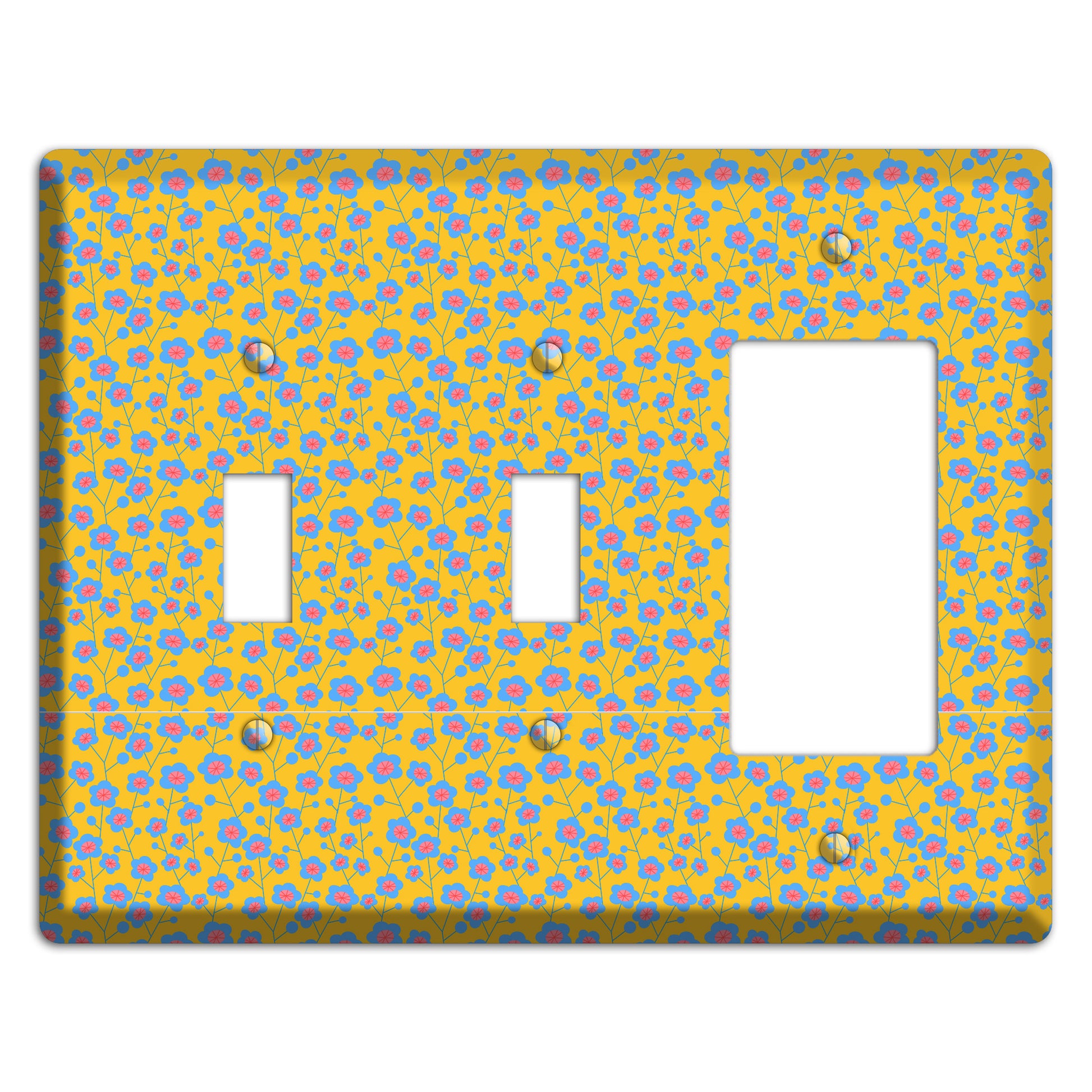 Yellow Blue Pink Calico 2 Toggle / Rocker Wallplate