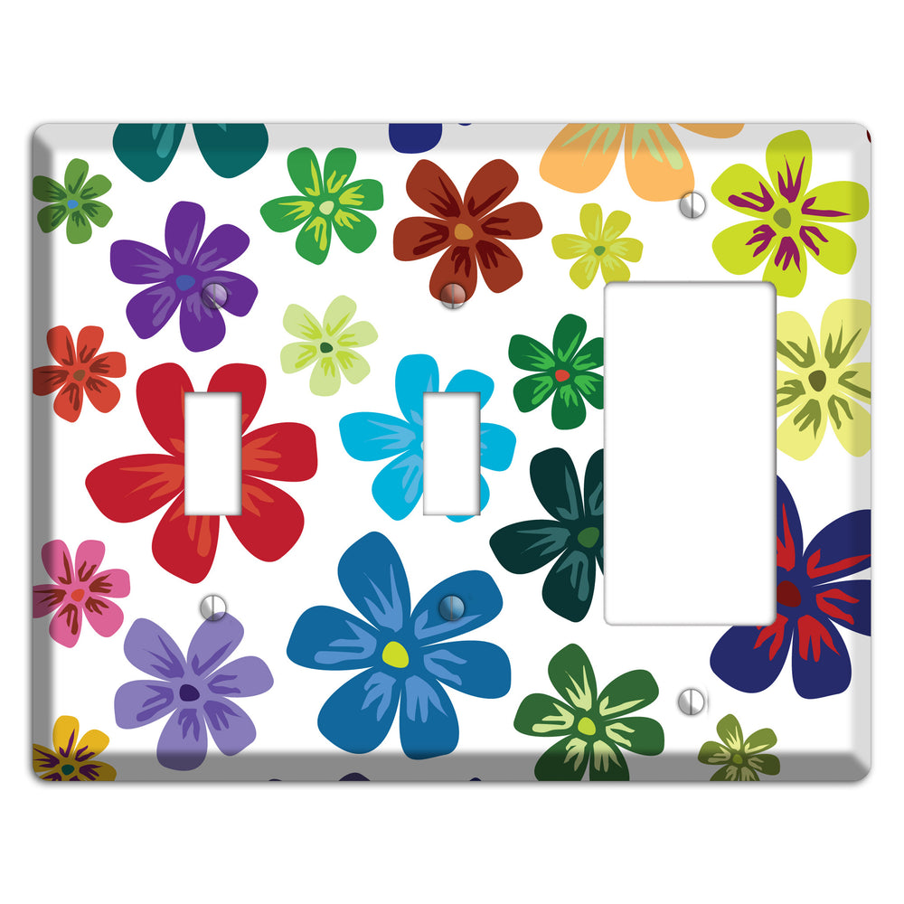 White Flowers 2 Toggle / Rocker Wallplate