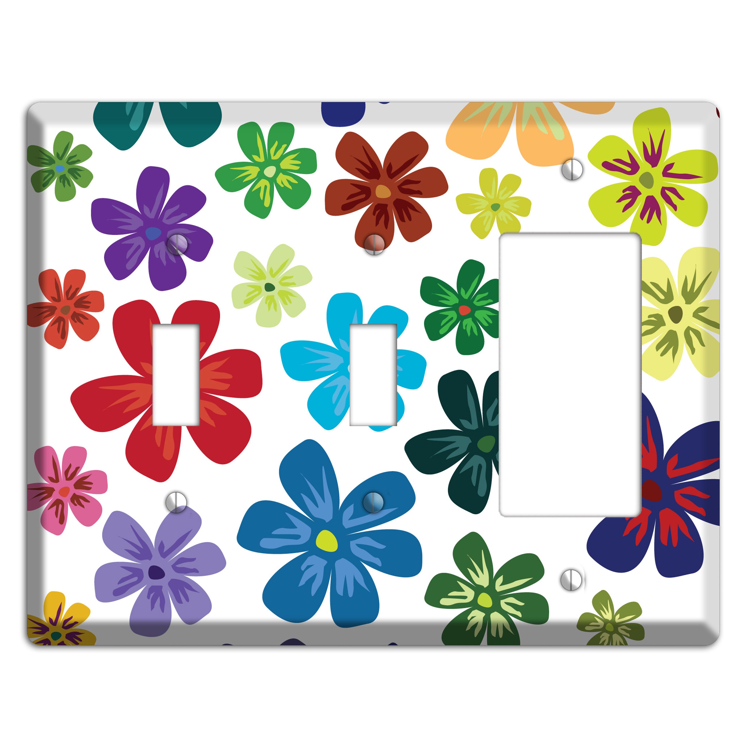 White Flowers 2 Toggle / Rocker Wallplate
