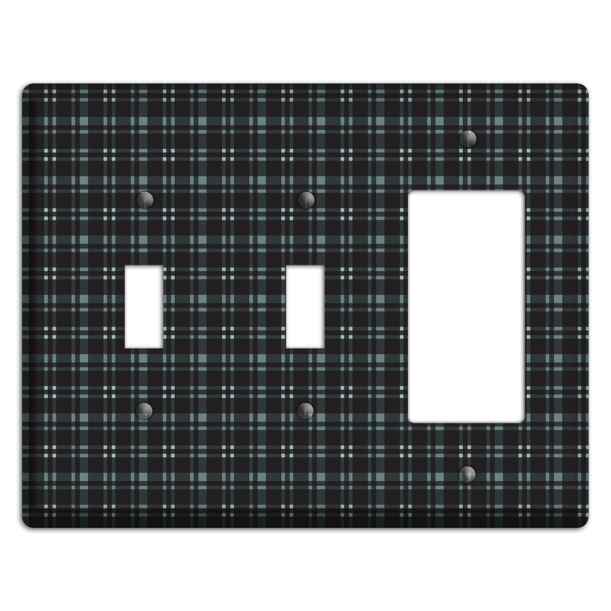 Black Plaid 2 Toggle / Rocker Wallplate