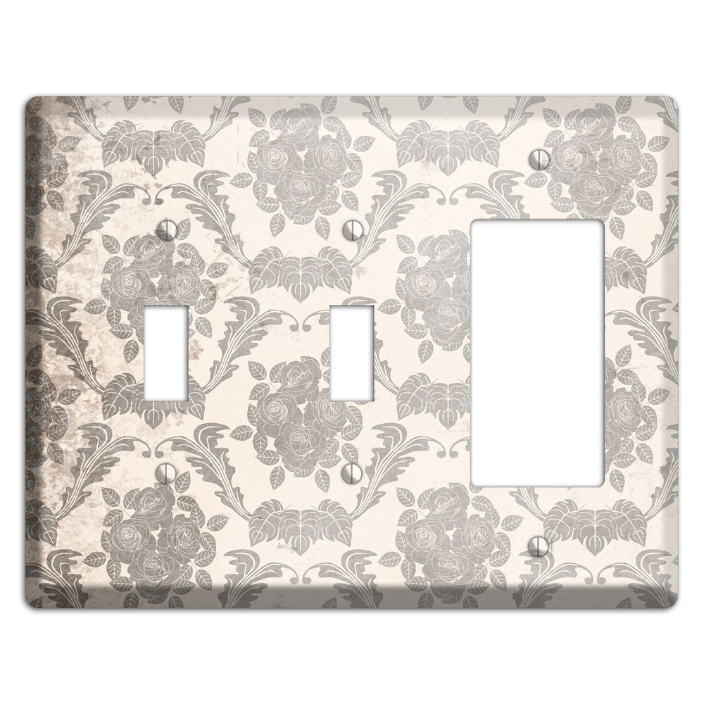 Pearl Bush Vintage Rose Damask 2 Toggle / Rocker Wallplate