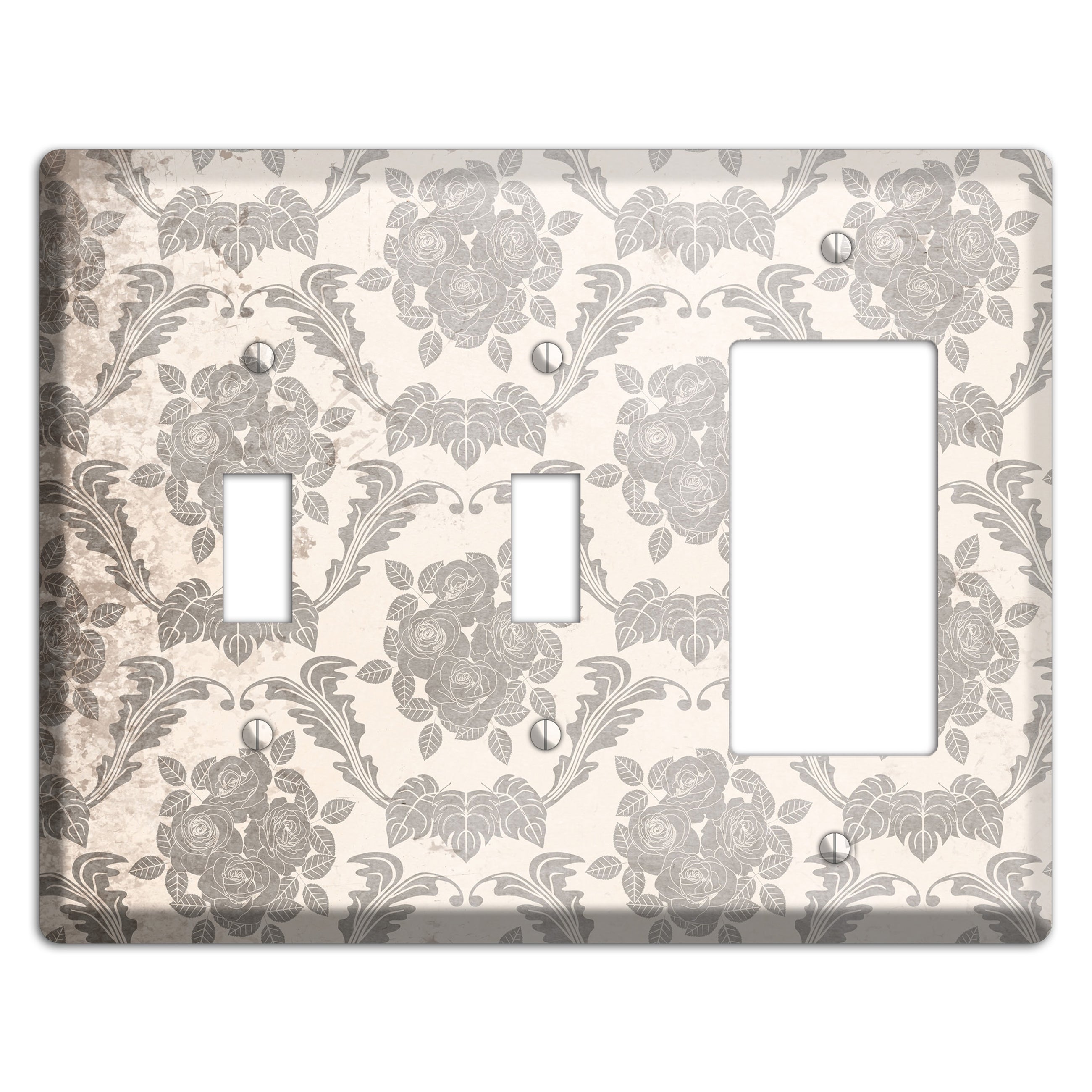 Pearl Bush Vintage Rose Damask 2 Toggle / Rocker Wallplate
