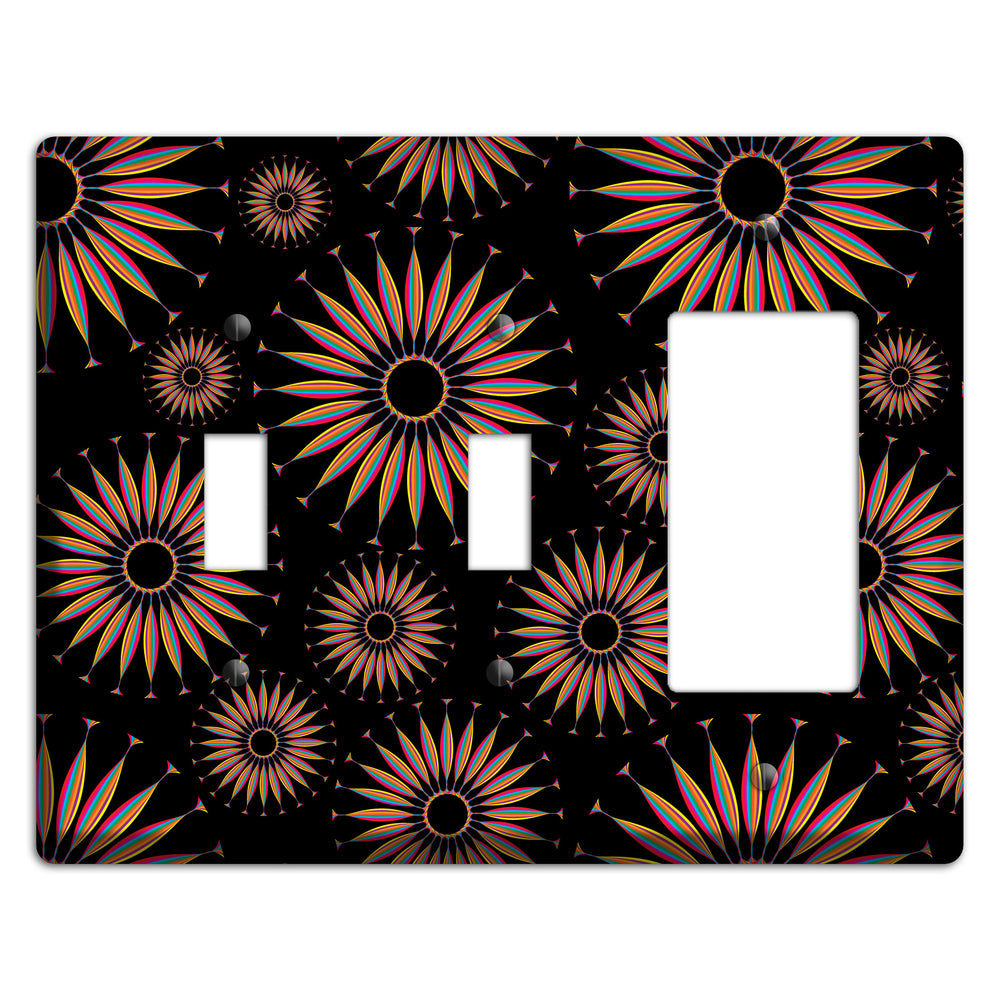 Black with Multi Suzani 2 Toggle / Rocker Wallplate