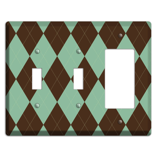 Green and Brown Argyle 2 Toggle / Rocker Wallplate