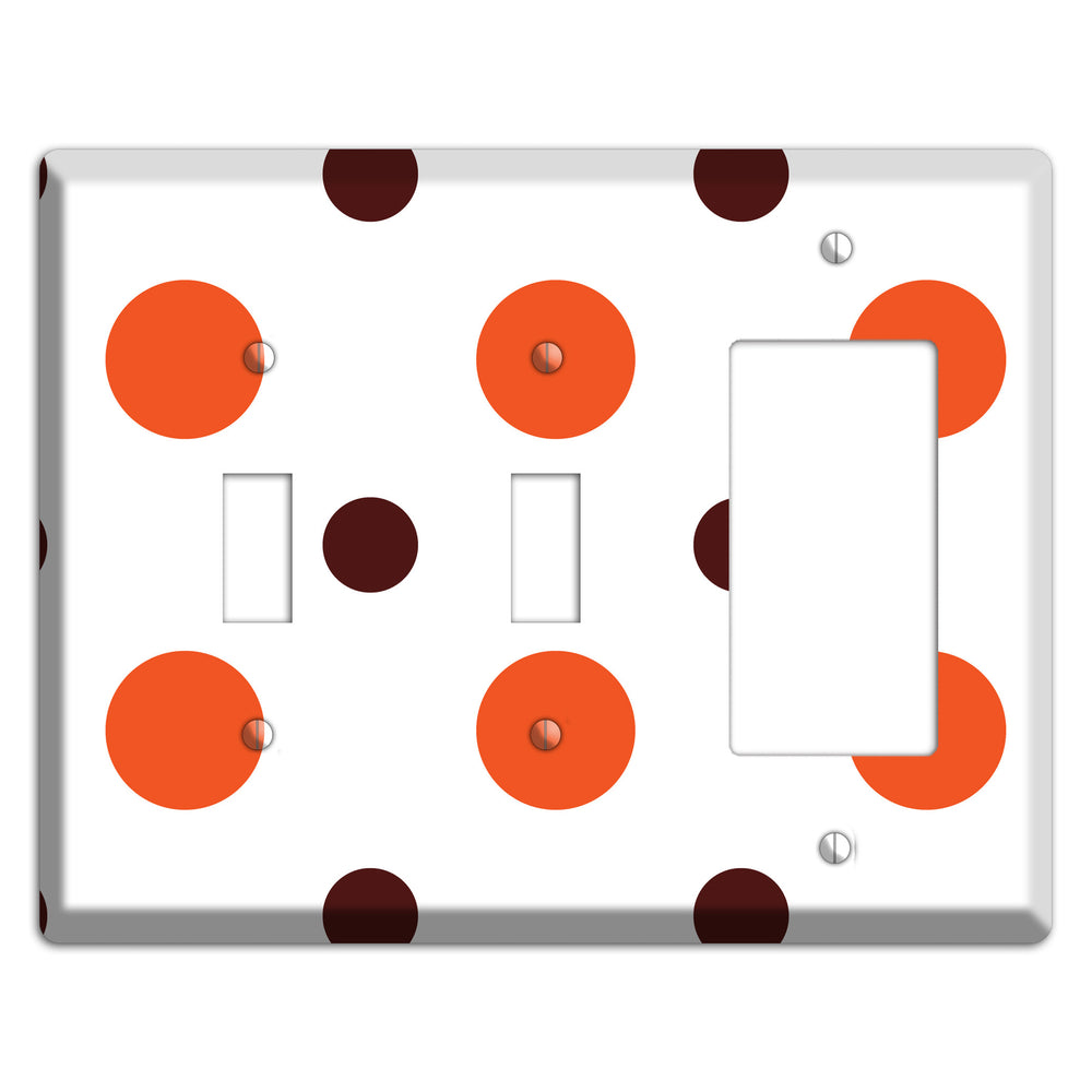 Coral and Brown Multi Medium Polka Dots 2 Toggle / Rocker Wallplate