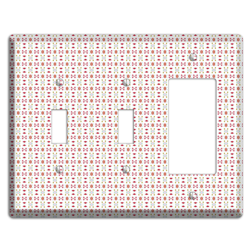 White Red Blue Olive Retro 2 Toggle / Rocker Wallplate