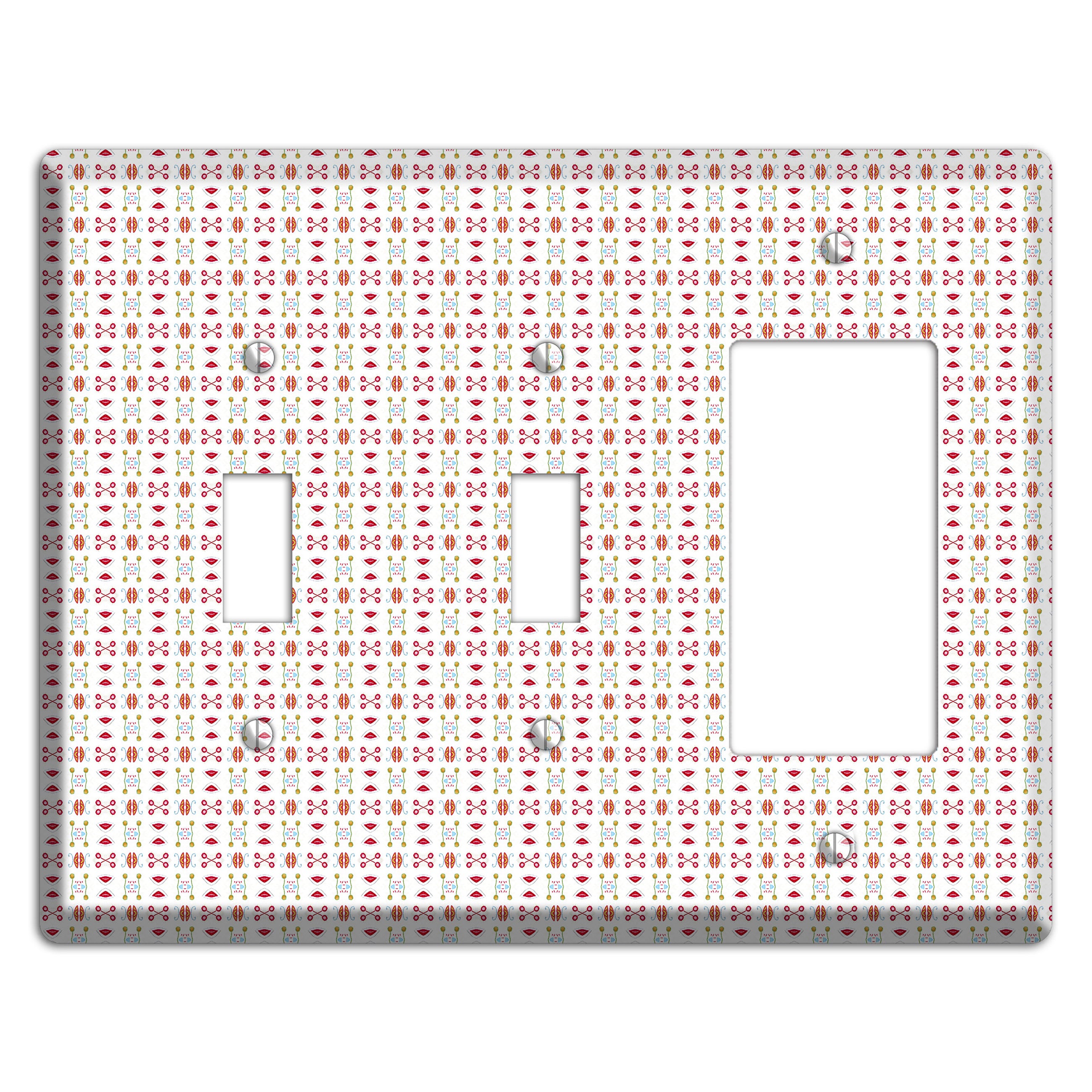 White Red Blue Olive Retro 2 Toggle / Rocker Wallplate