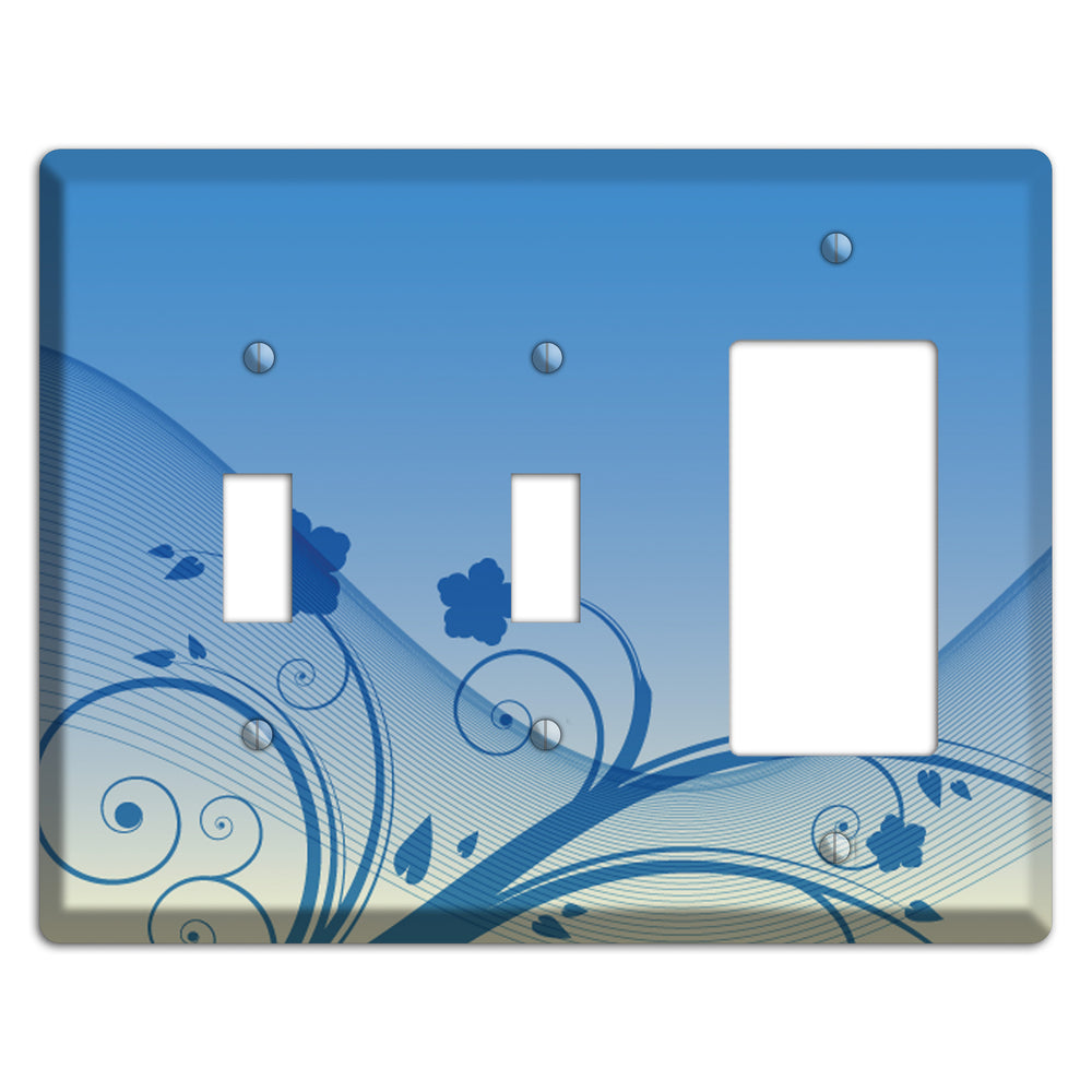 Blue Swirls 2 Toggle / Rocker Wallplate