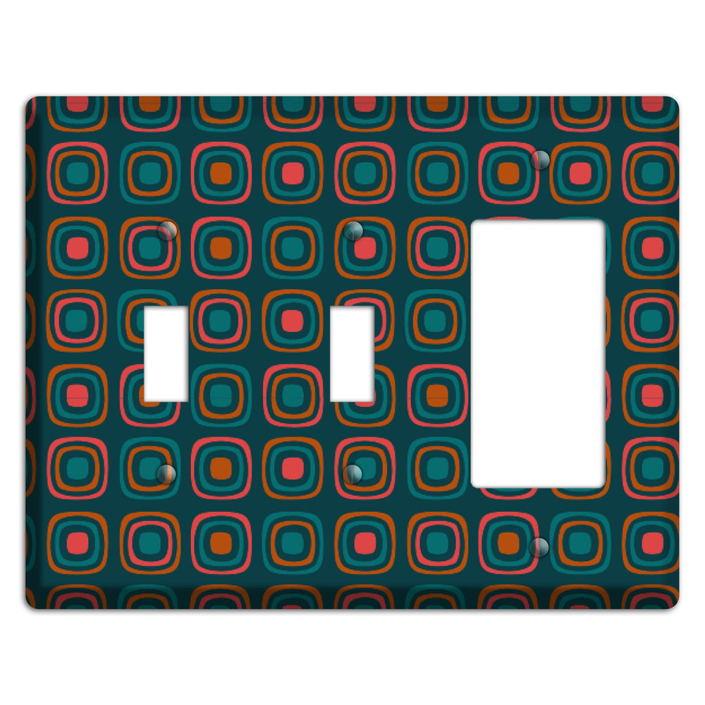 Teal and Pink Rounded Squares 2 Toggle / Rocker Wallplate