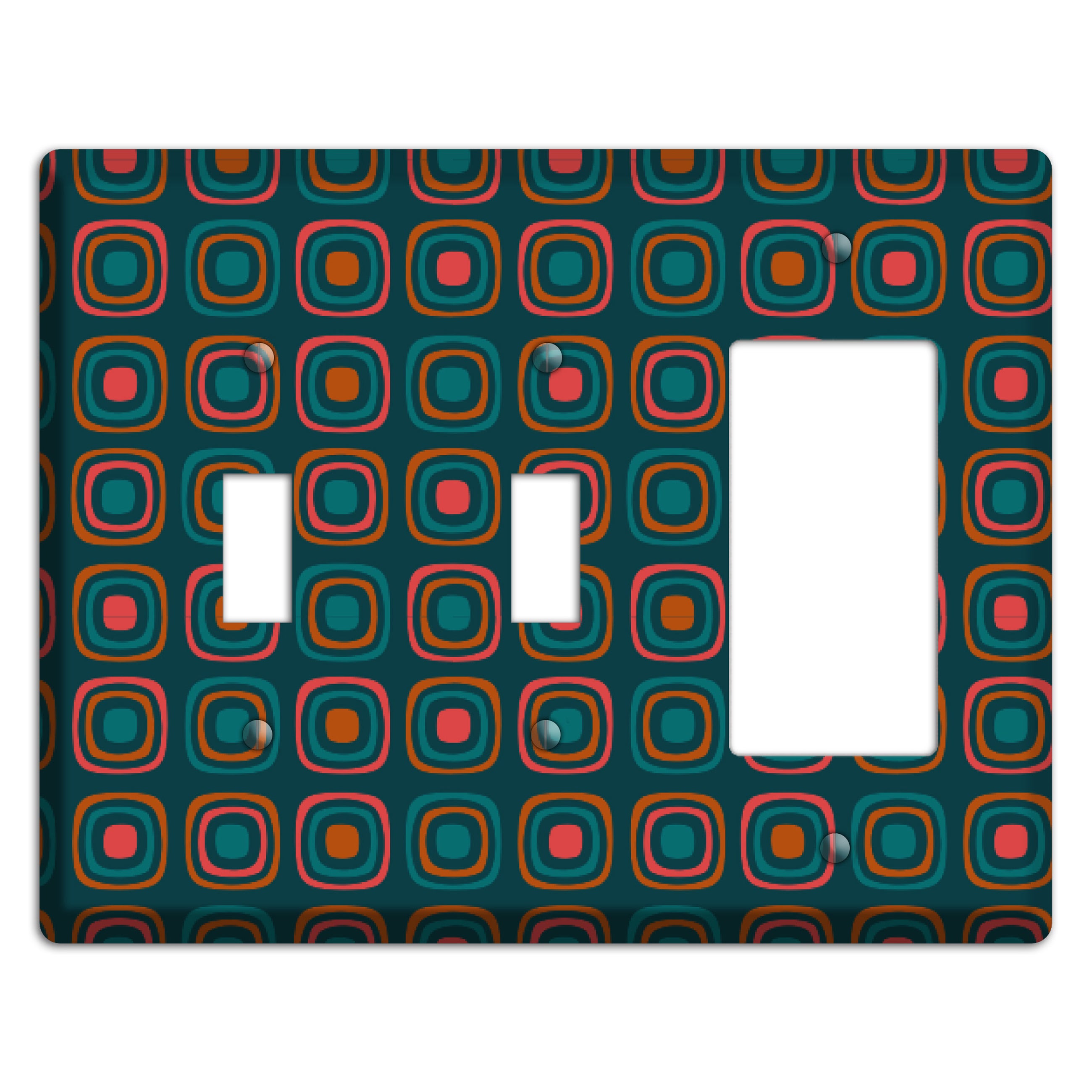 Teal and Pink Rounded Squares 2 Toggle / Rocker Wallplate