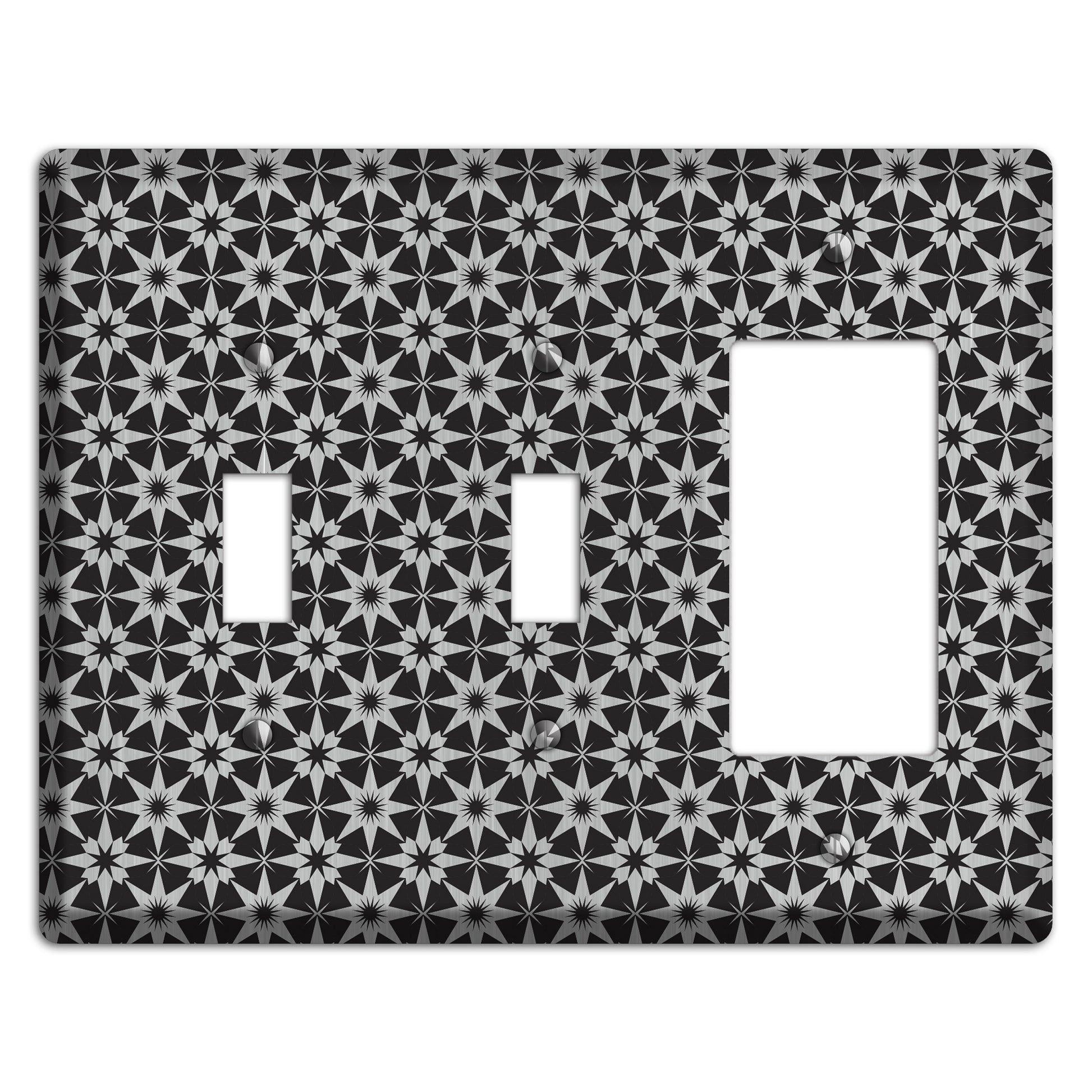 Black with Stainless Foulard 2 Toggle / Rocker Wallplate