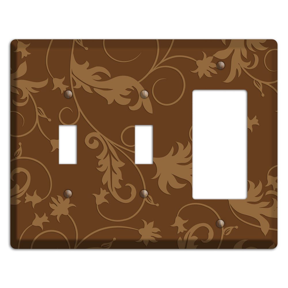 Brown Victorian Sprig 2 Toggle / Rocker Wallplate