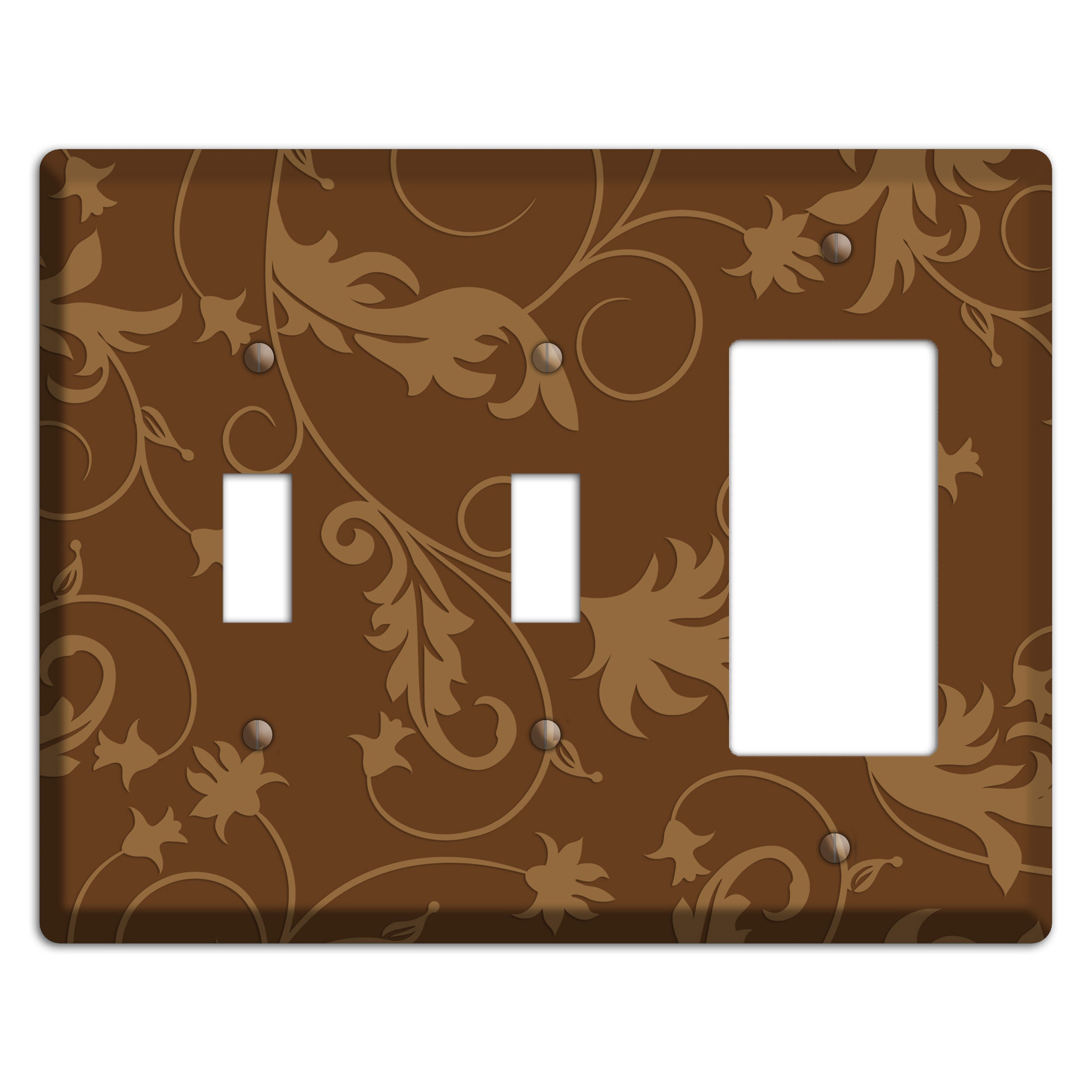 Brown Victorian Sprig 2 Toggle / Rocker Wallplate