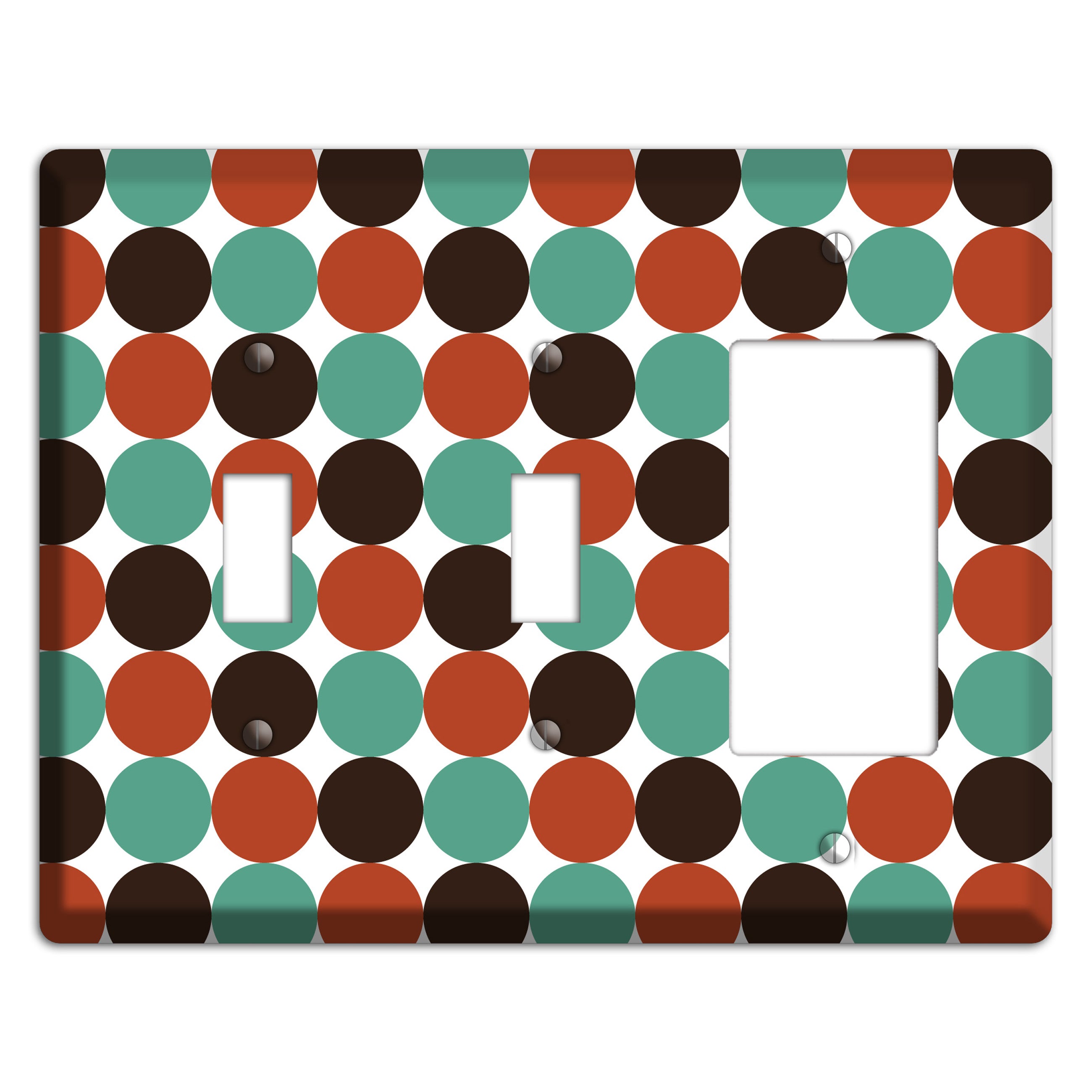 Black Teal Maroon Dots 2 Toggle / Rocker Wallplate
