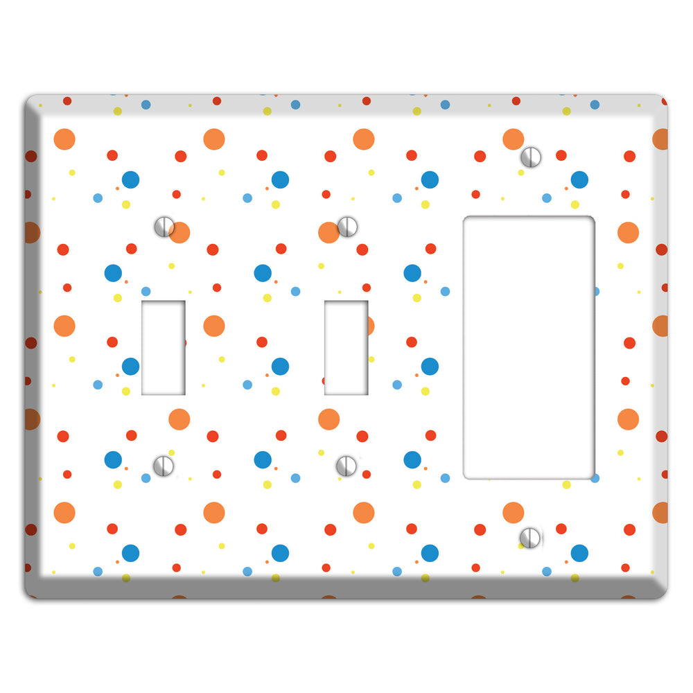 White with Multi Color Small Dots 2 2 Toggle / Rocker Wallplate