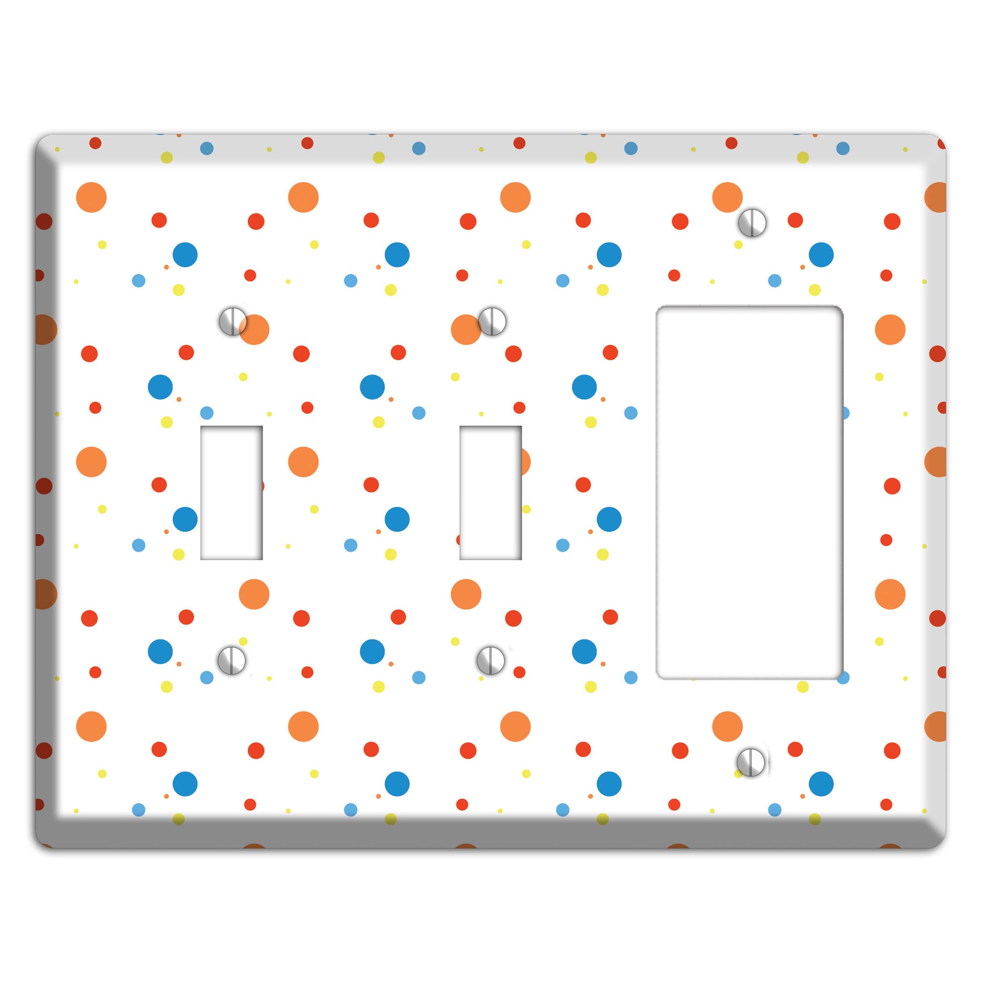 White with Multi Color Small Dots 2 2 Toggle / Rocker Wallplate