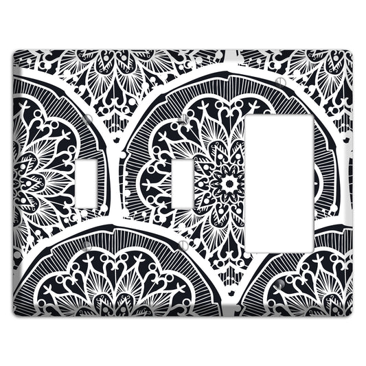 Mandala Black and White Style O Cover Plates 2 Toggle / Rocker Wallplate