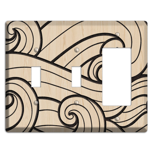 Abstract Curl Wood Lasered 2 Toggle / Rocker Wallplate