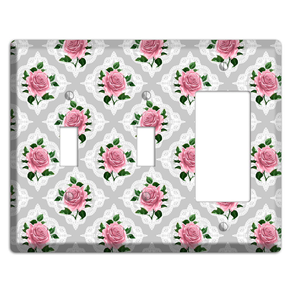Gray Rose Doily 2 Toggle / Rocker Wallplate