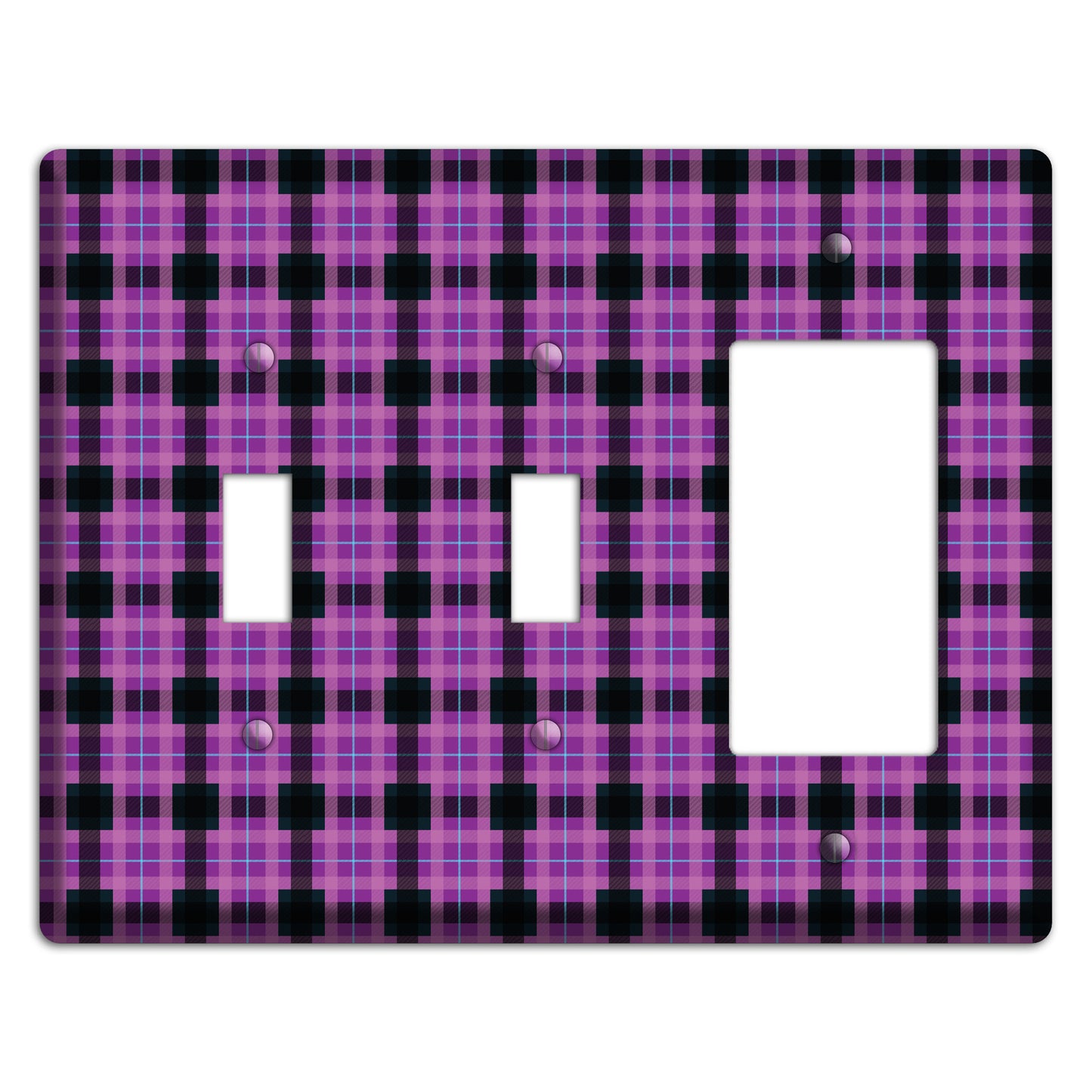 Purple and Black Plaid 2 Toggle / Rocker Wallplate