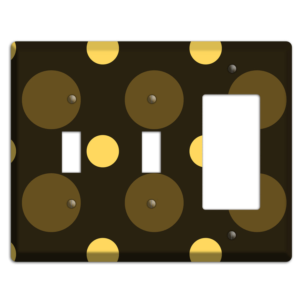 Brown with Brown and Yellow Multi Medium Polka Dots 2 Toggle / Rocker Wallplate