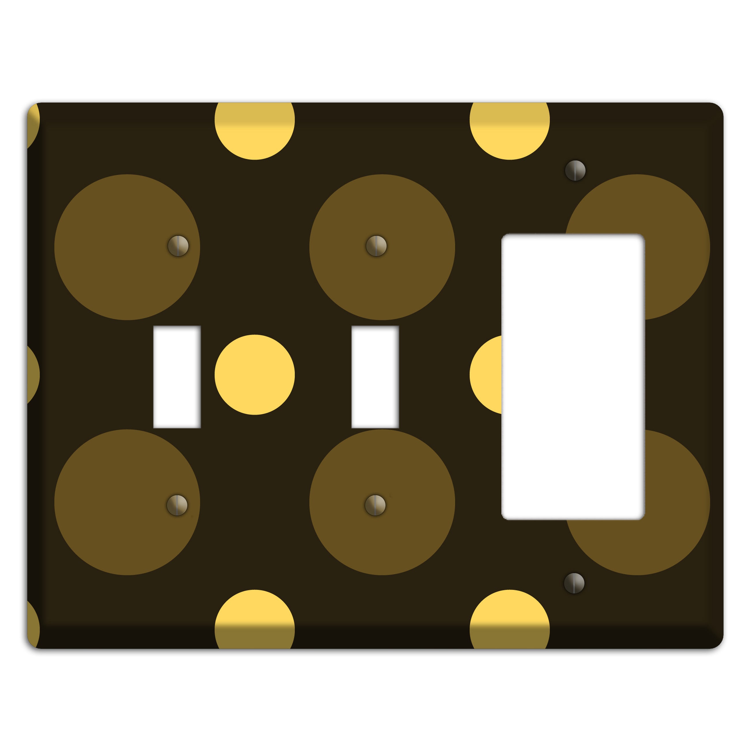 Brown with Brown and Yellow Multi Medium Polka Dots 2 Toggle / Rocker Wallplate