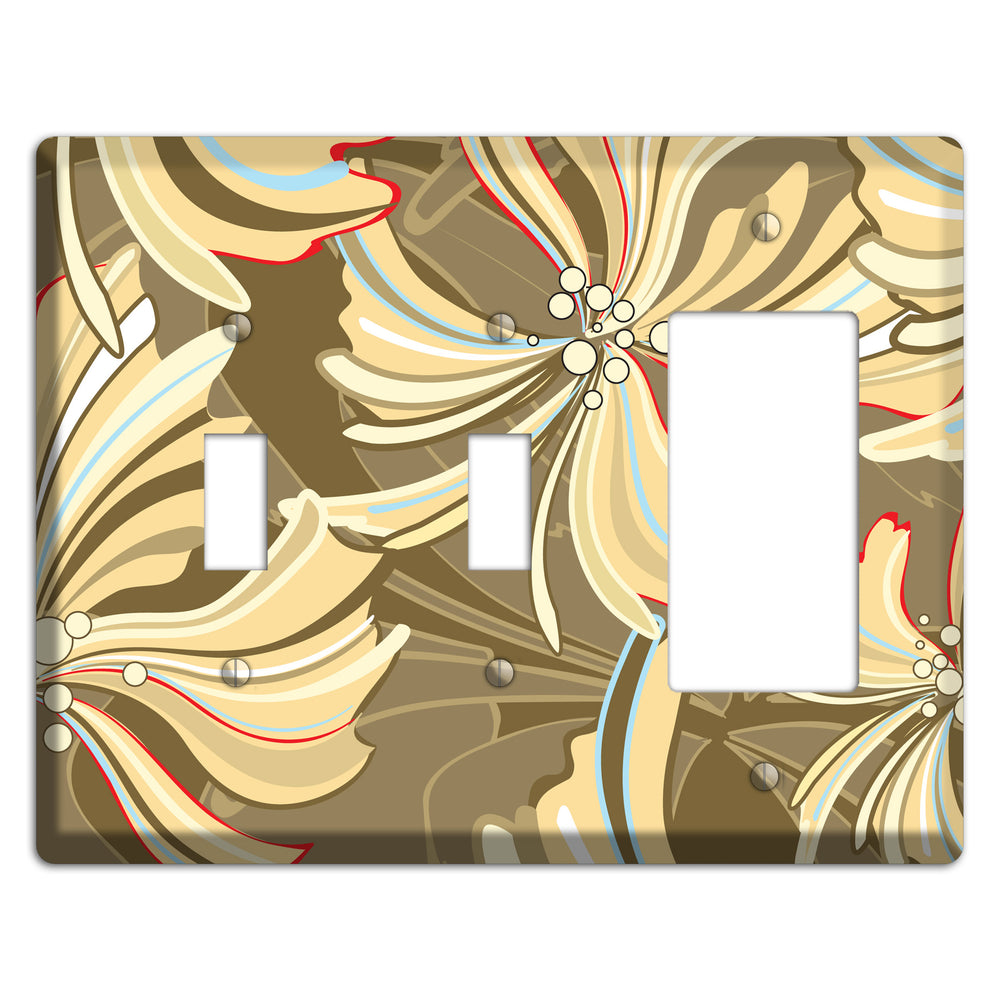 Brown Deco Blossoms 2 Toggle / Rocker Wallplate