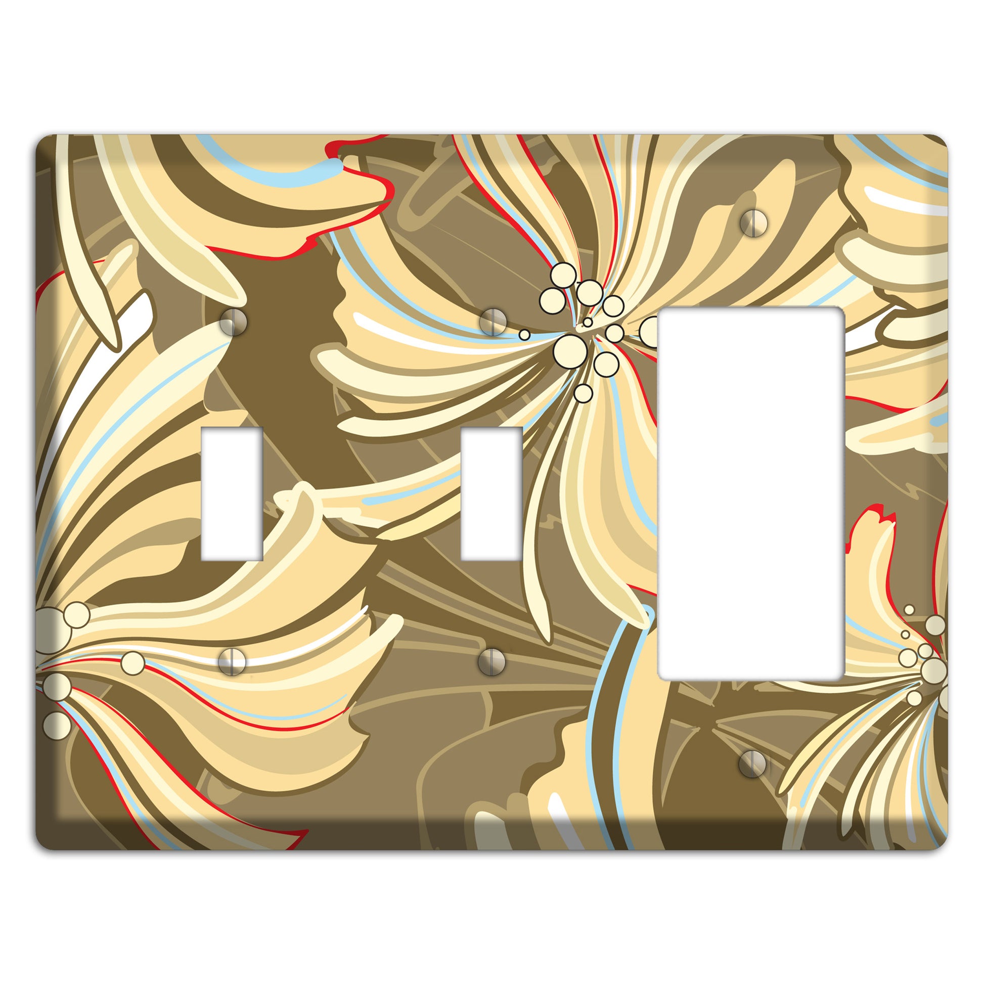 Brown Deco Blossoms 2 Toggle / Rocker Wallplate