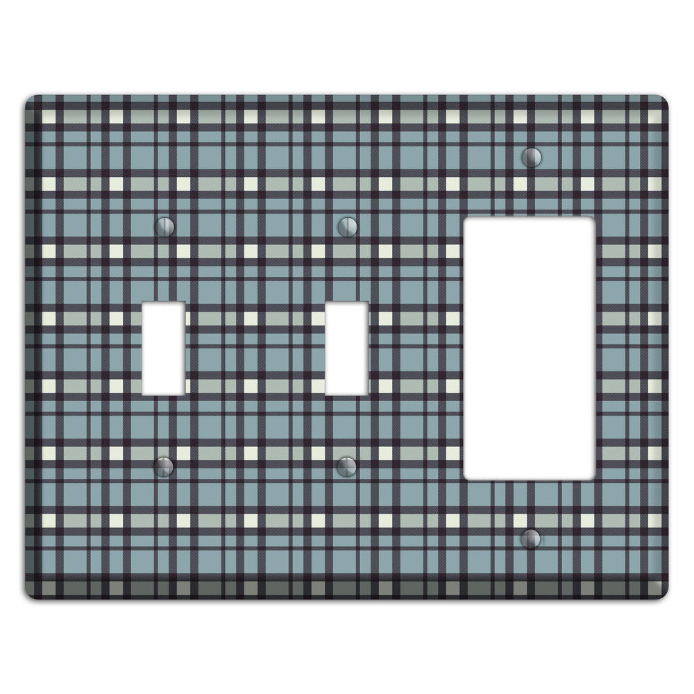 Dusty Blue Plaid 2 Toggle / Rocker Wallplate