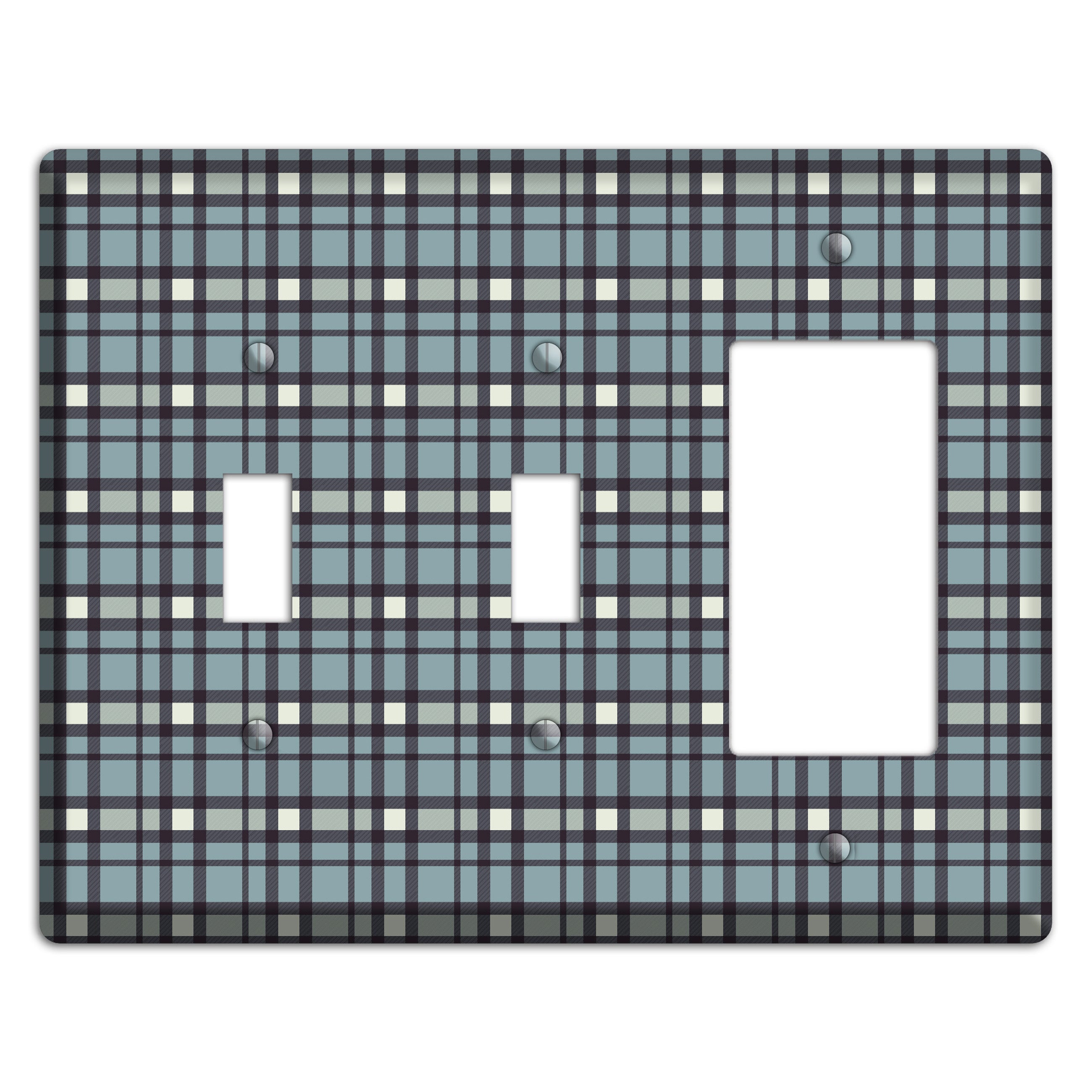 Dusty Blue Plaid 2 Toggle / Rocker Wallplate