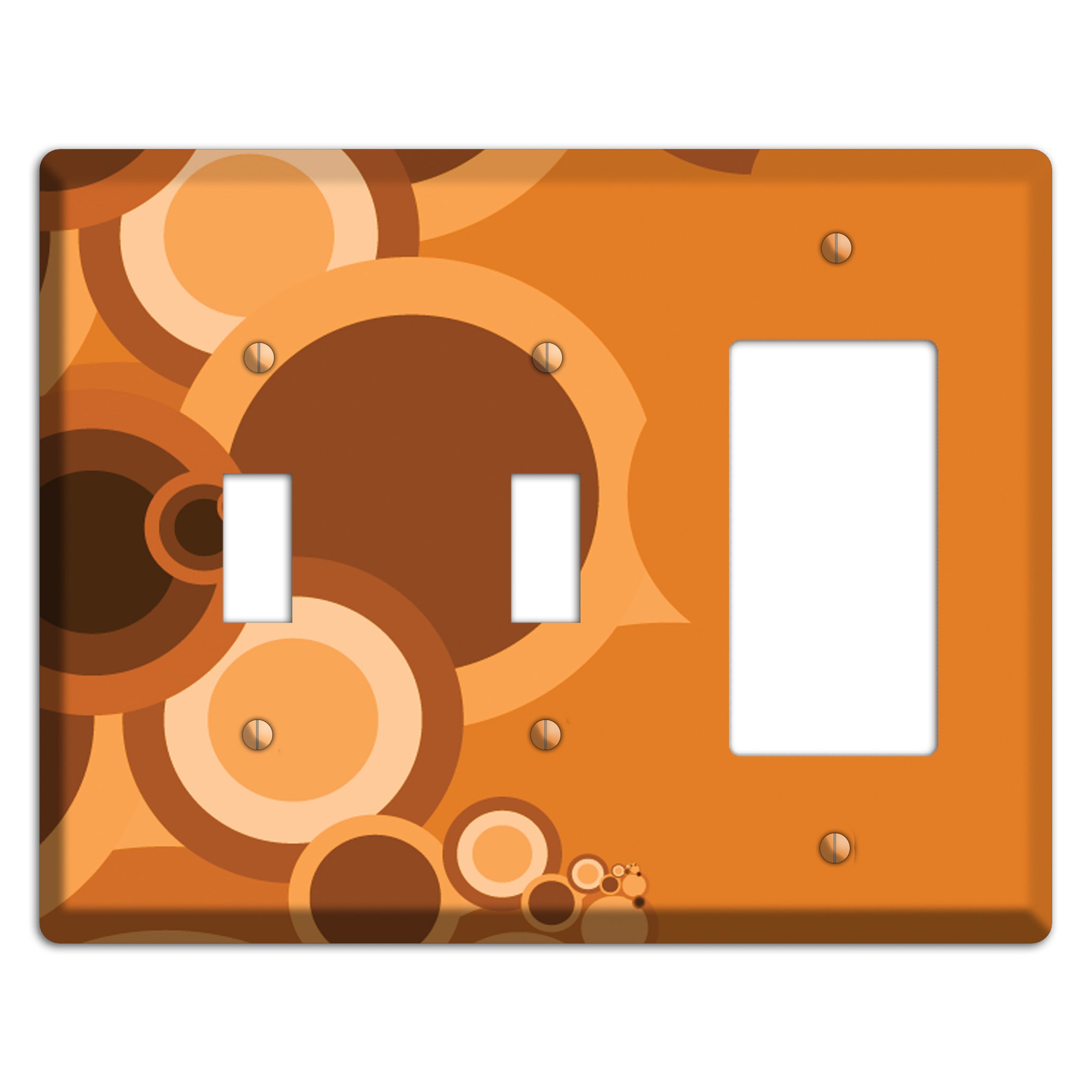 Burnt Orange Circles 2 Toggle / Rocker Wallplate