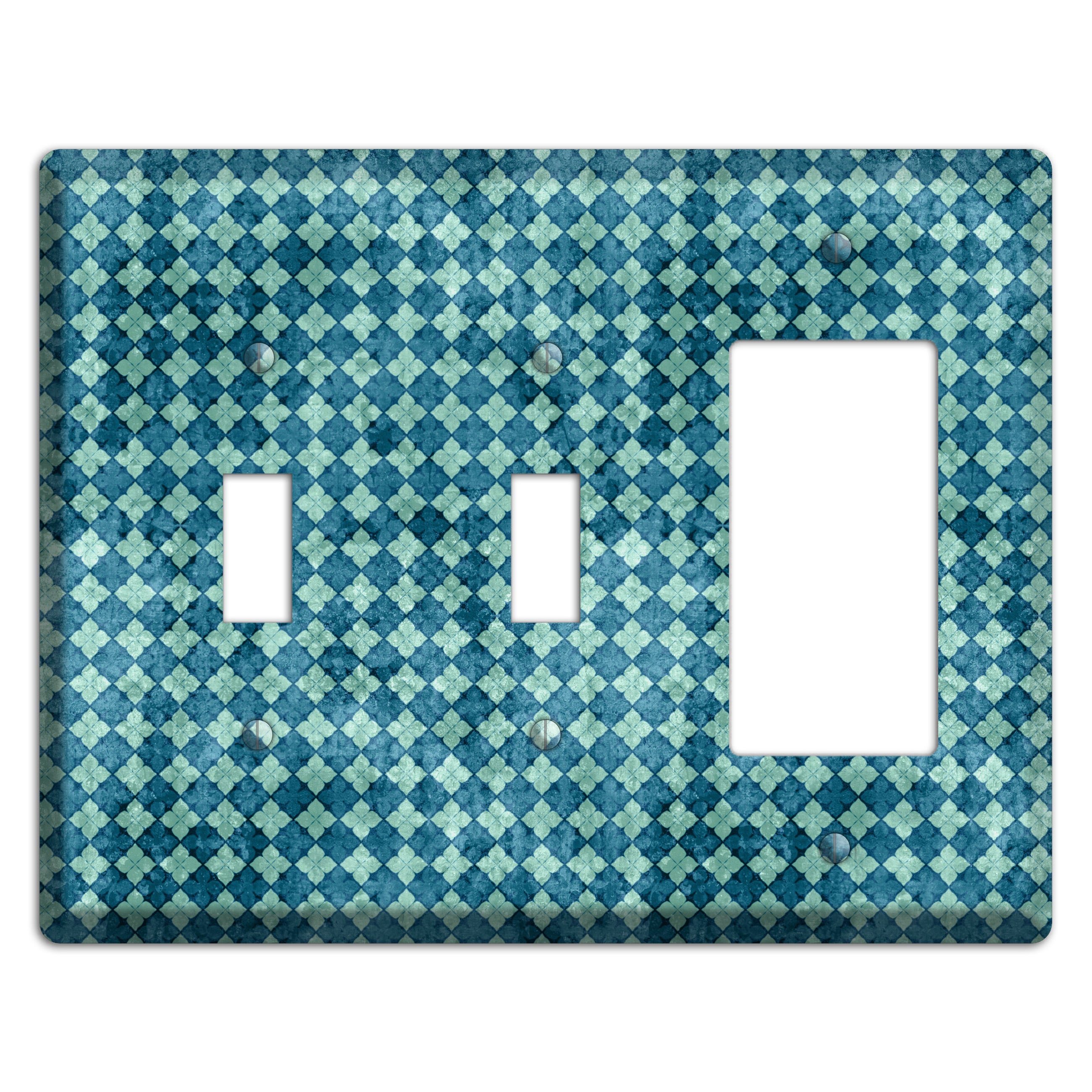 Turquoise Grunge Diamond 2 Toggle / Rocker Wallplate